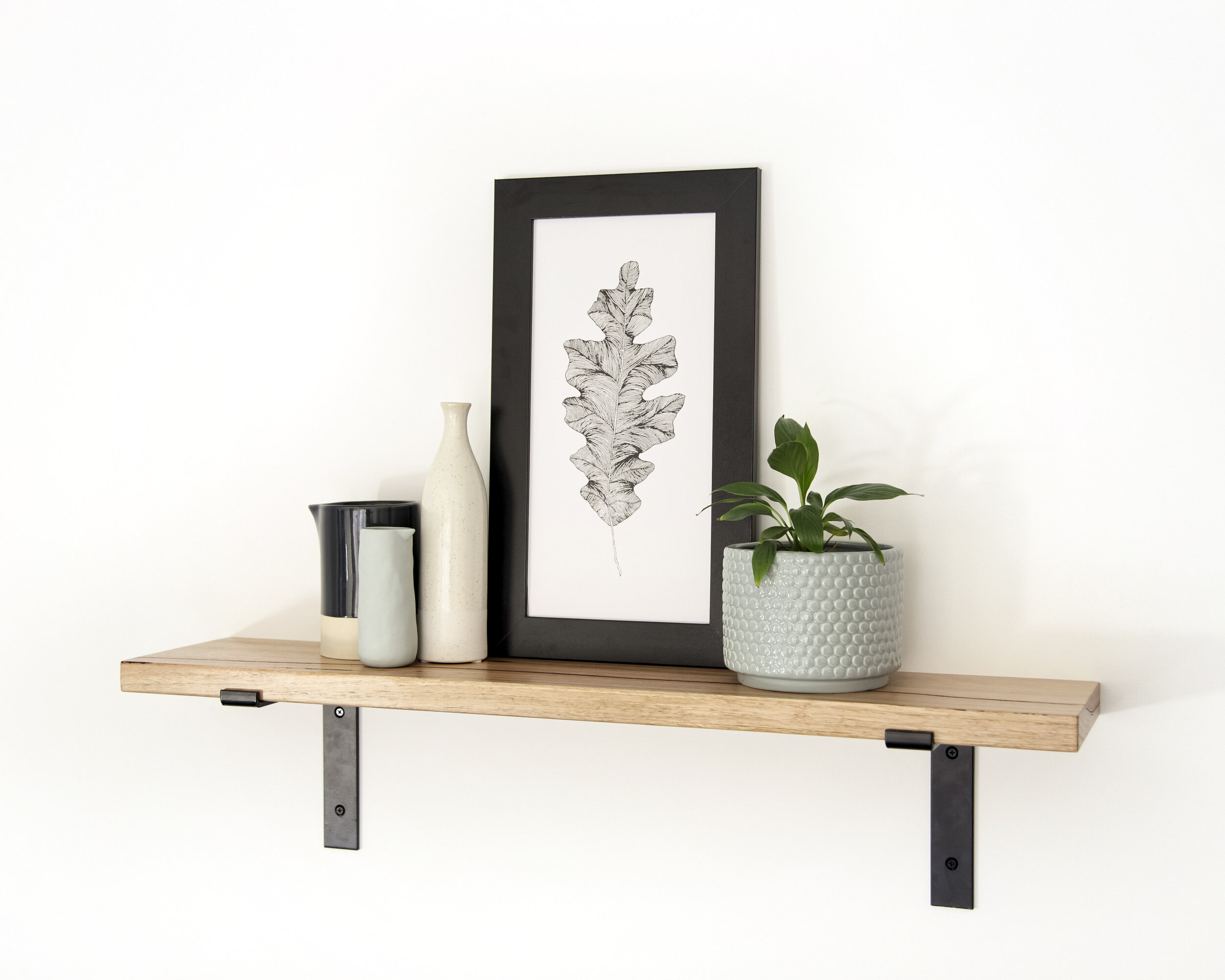 Timber Shelf with Black Brackets