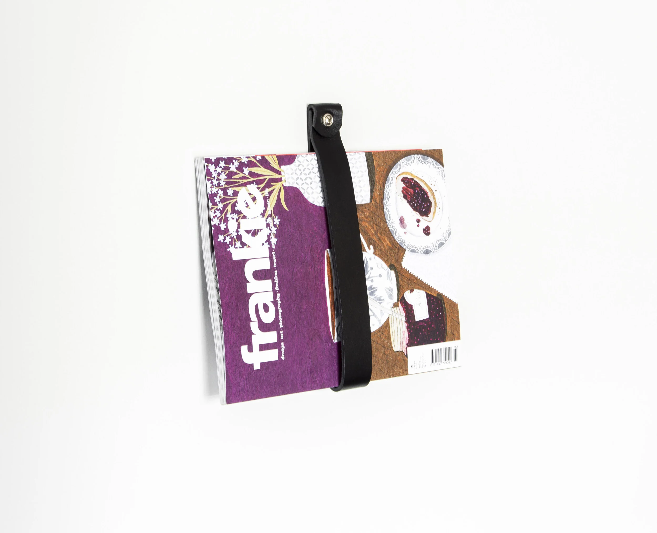 Leather Strap Magazine Holder in Black