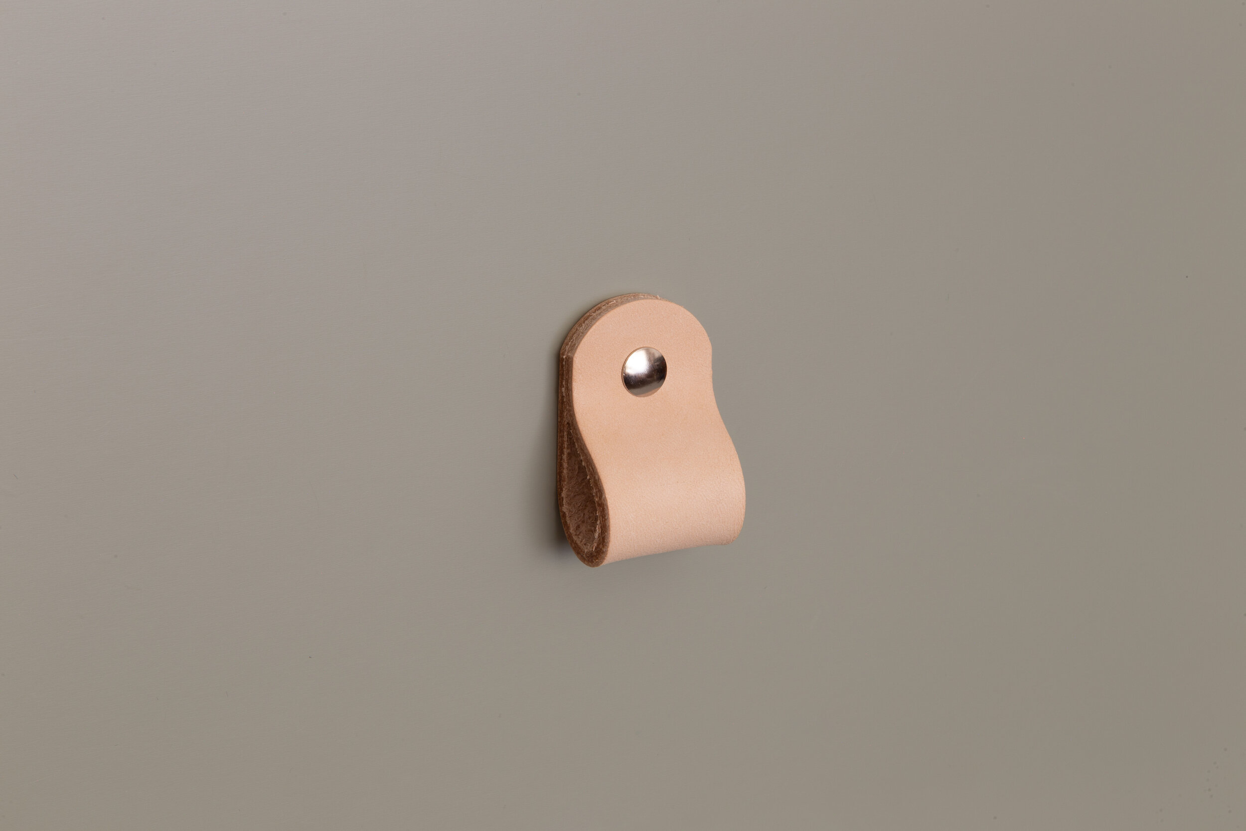 Natural Leather Drawer Pull with Silver Screw