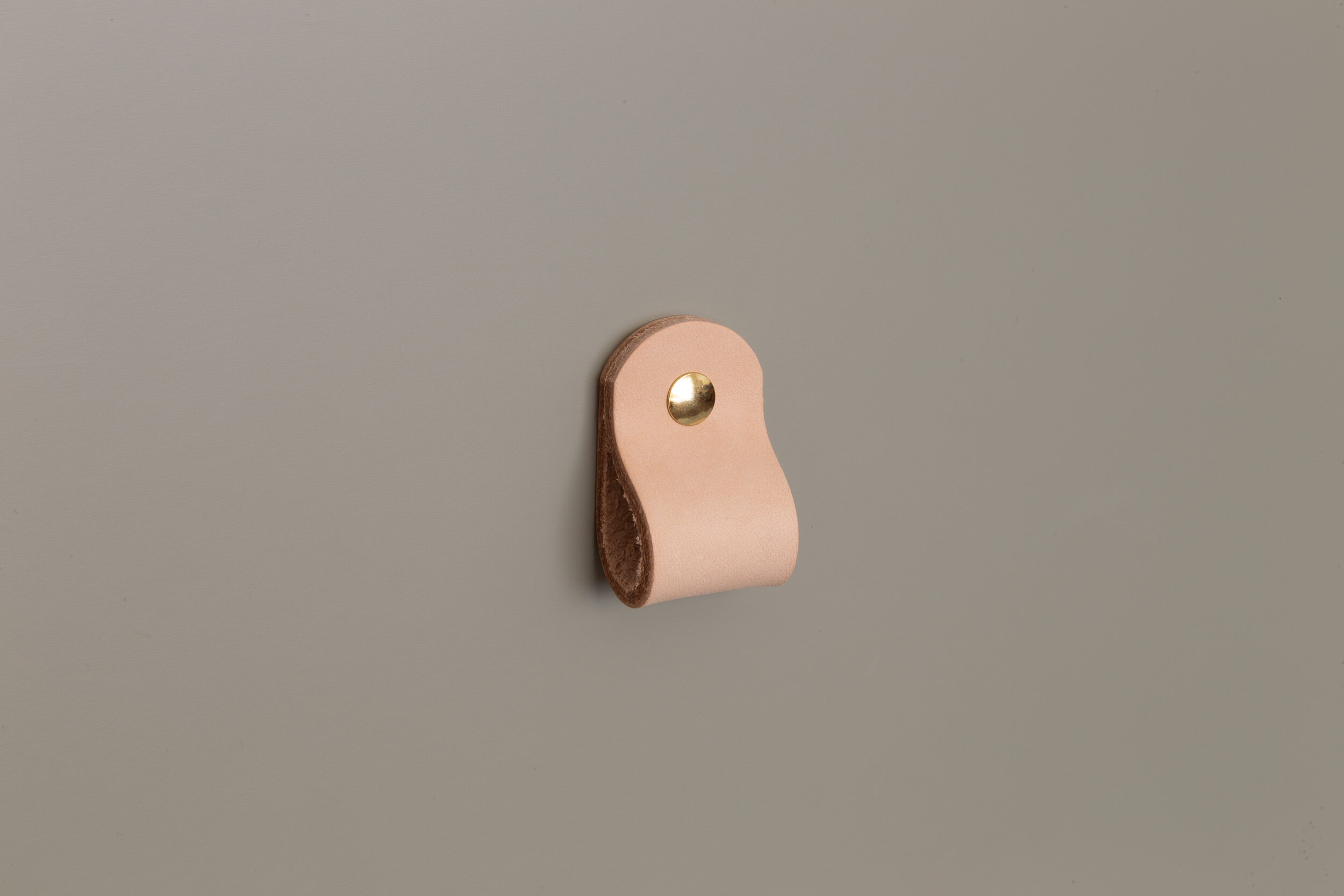 Natural Leather Drawer Pull with Gold Screw