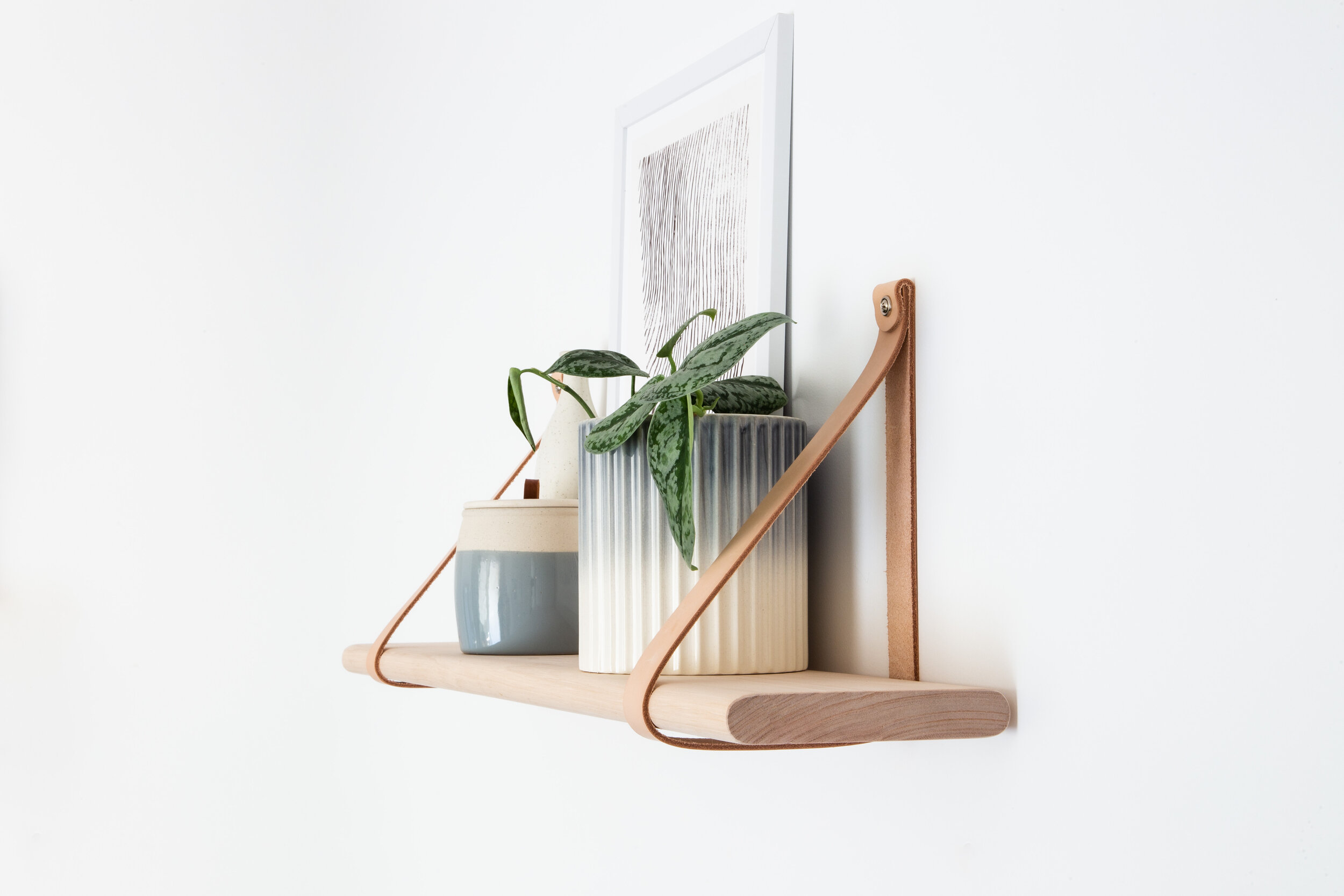 Natural Leather Strap Shelves