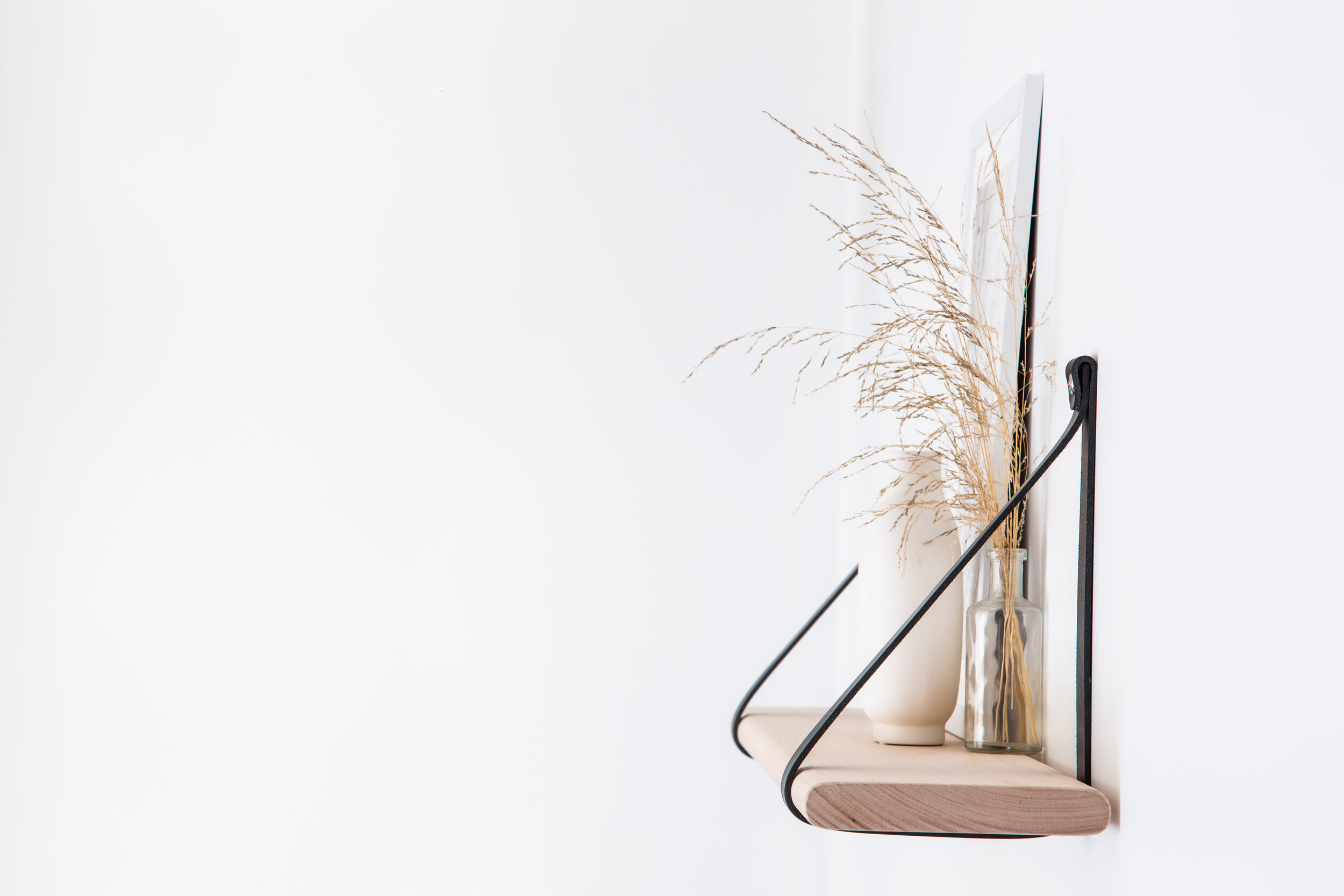 Timber Shelf with Leather Straps