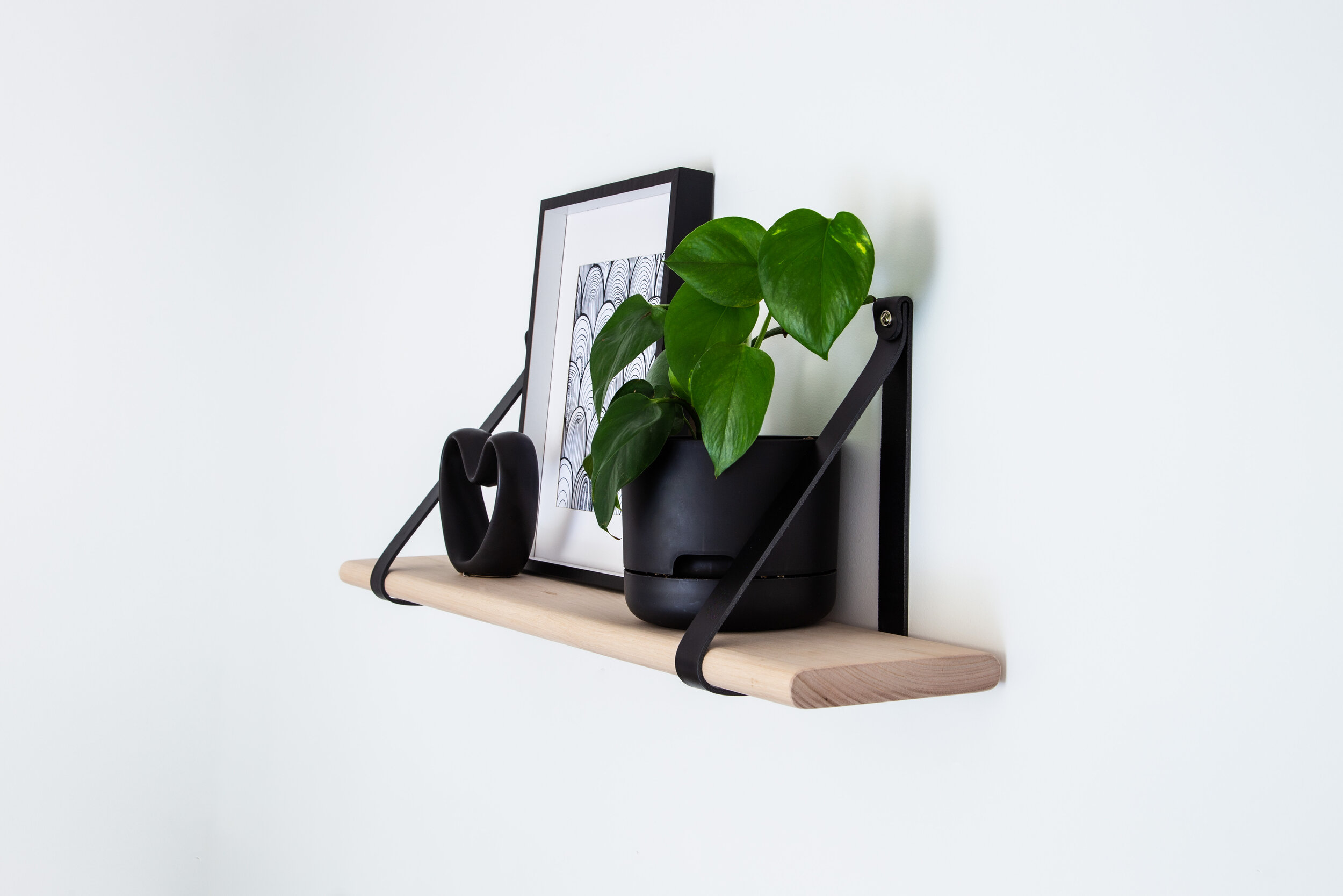 Black Leather Strap Shelf