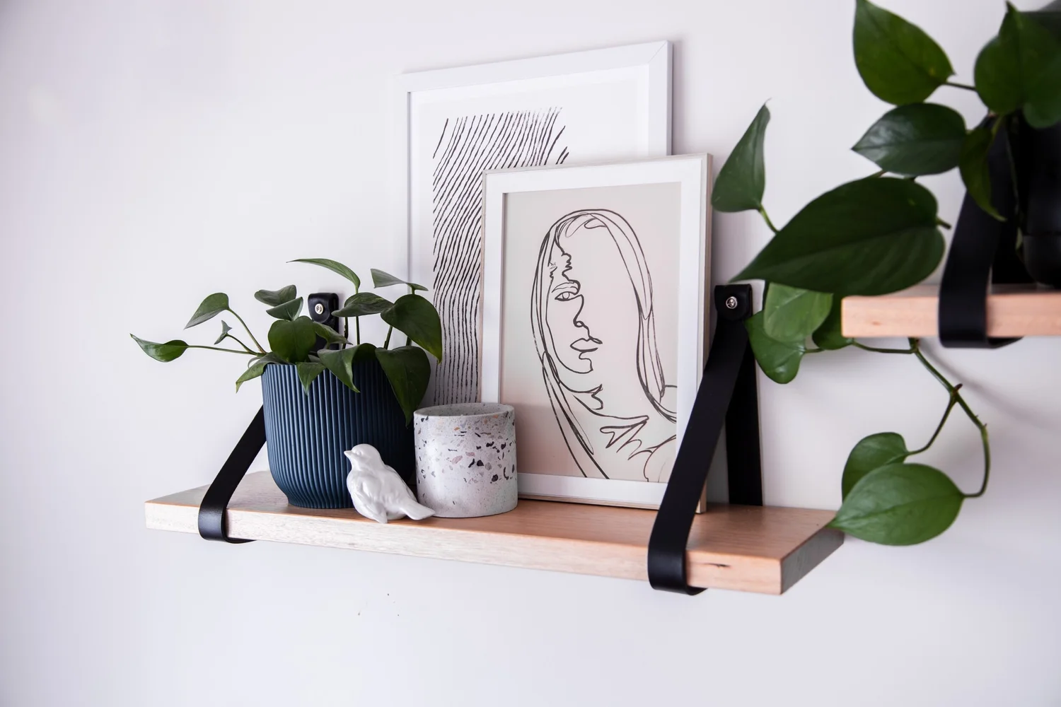 Leather strap shelves deals