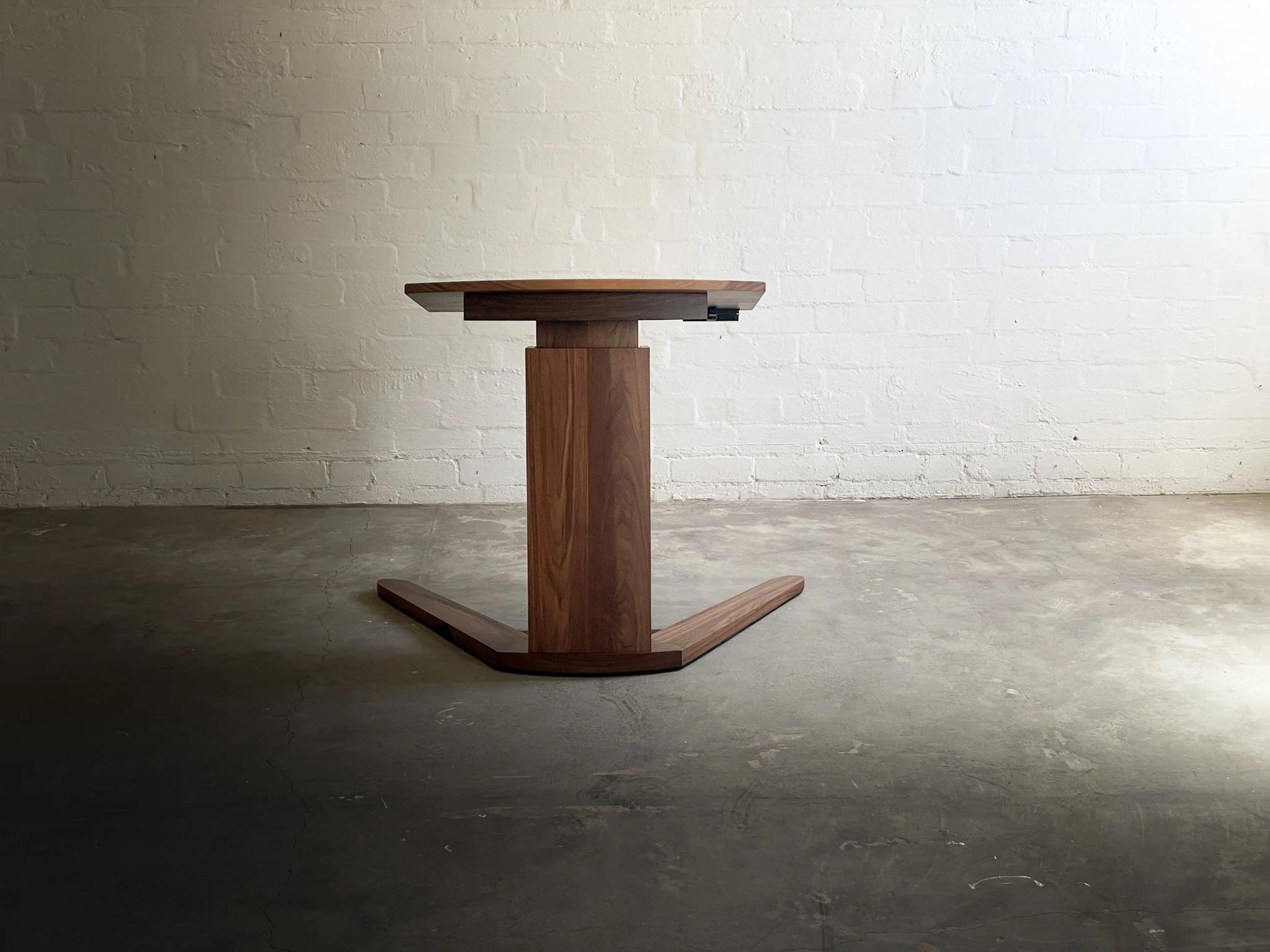front view of walnut pulpit at wheelchair height