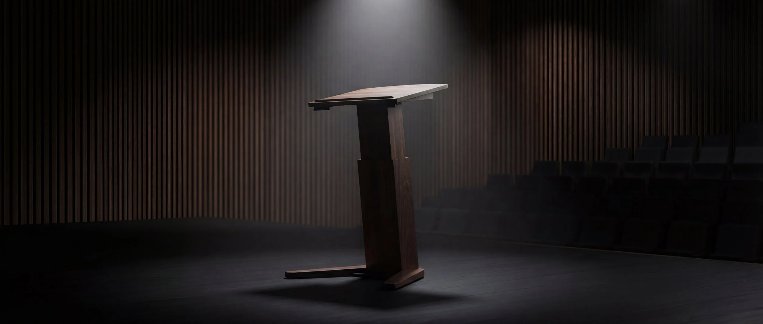 Rear view of height-adjustable reading desk