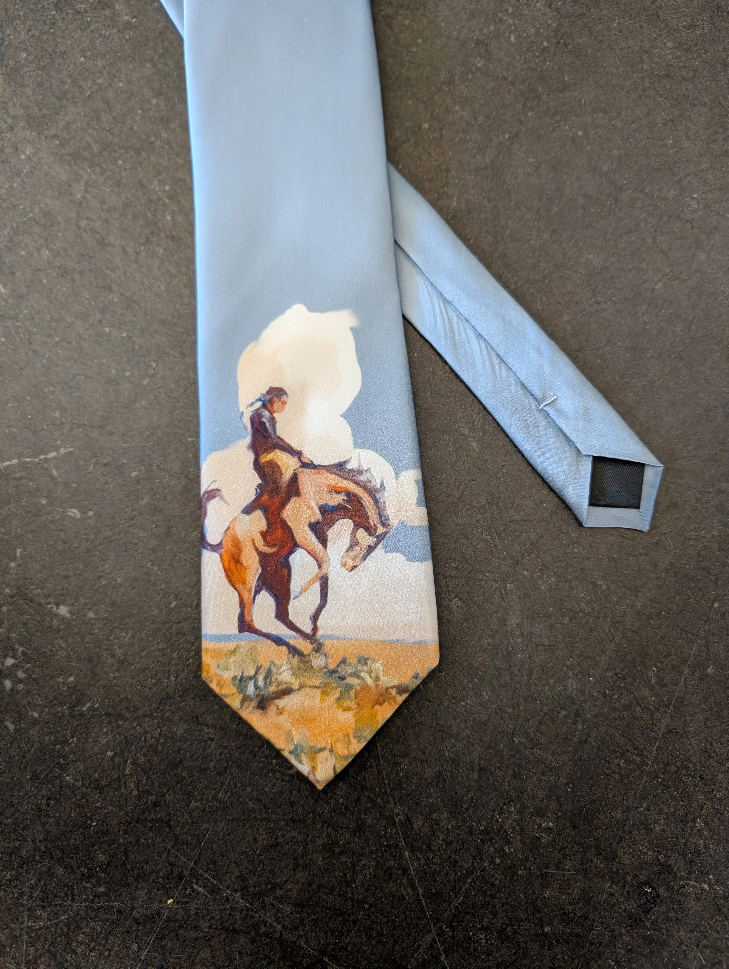 Bronc Blue Silk Tie