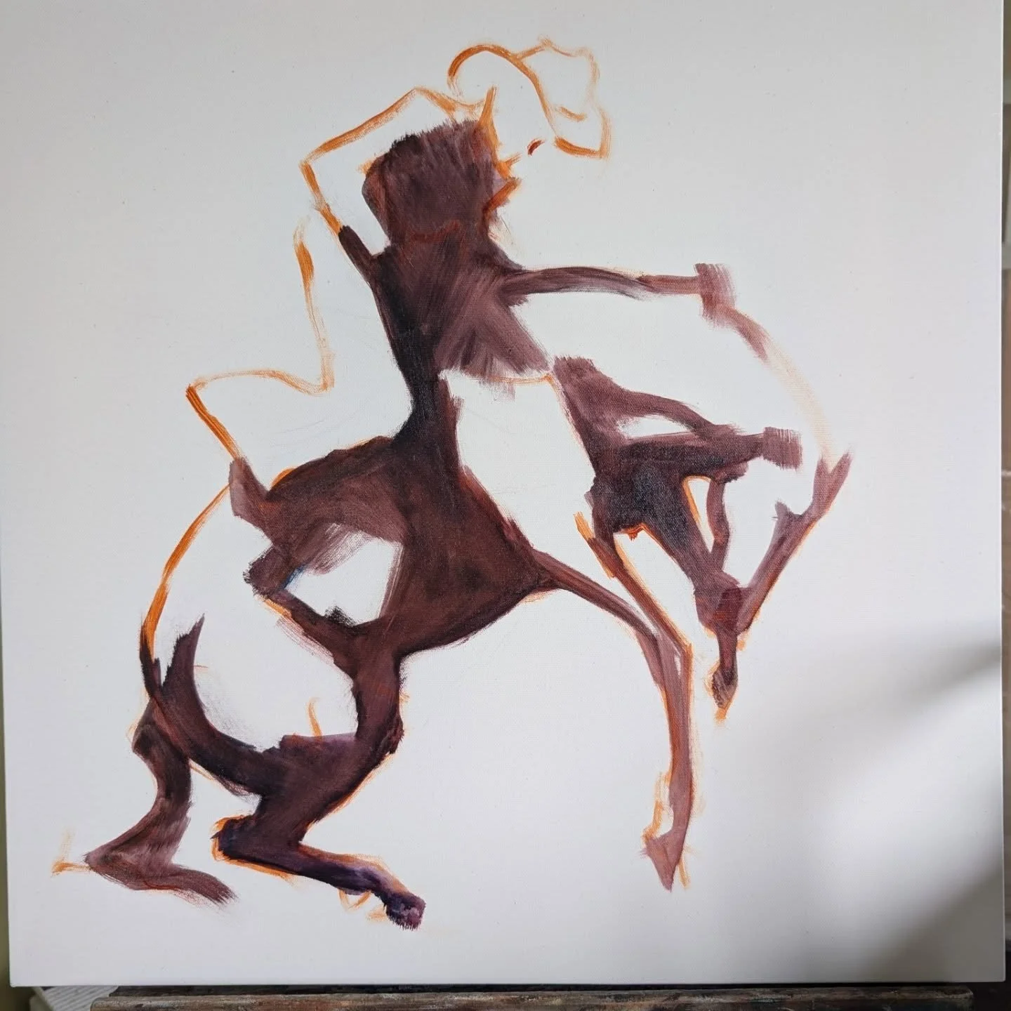 My favourite thing to paint is broncs. 
I like the shape and the dynamic position. Horses are big and powerful and can do a lot of damage in a blink of an eye. And painting broncs expresses exactly that.