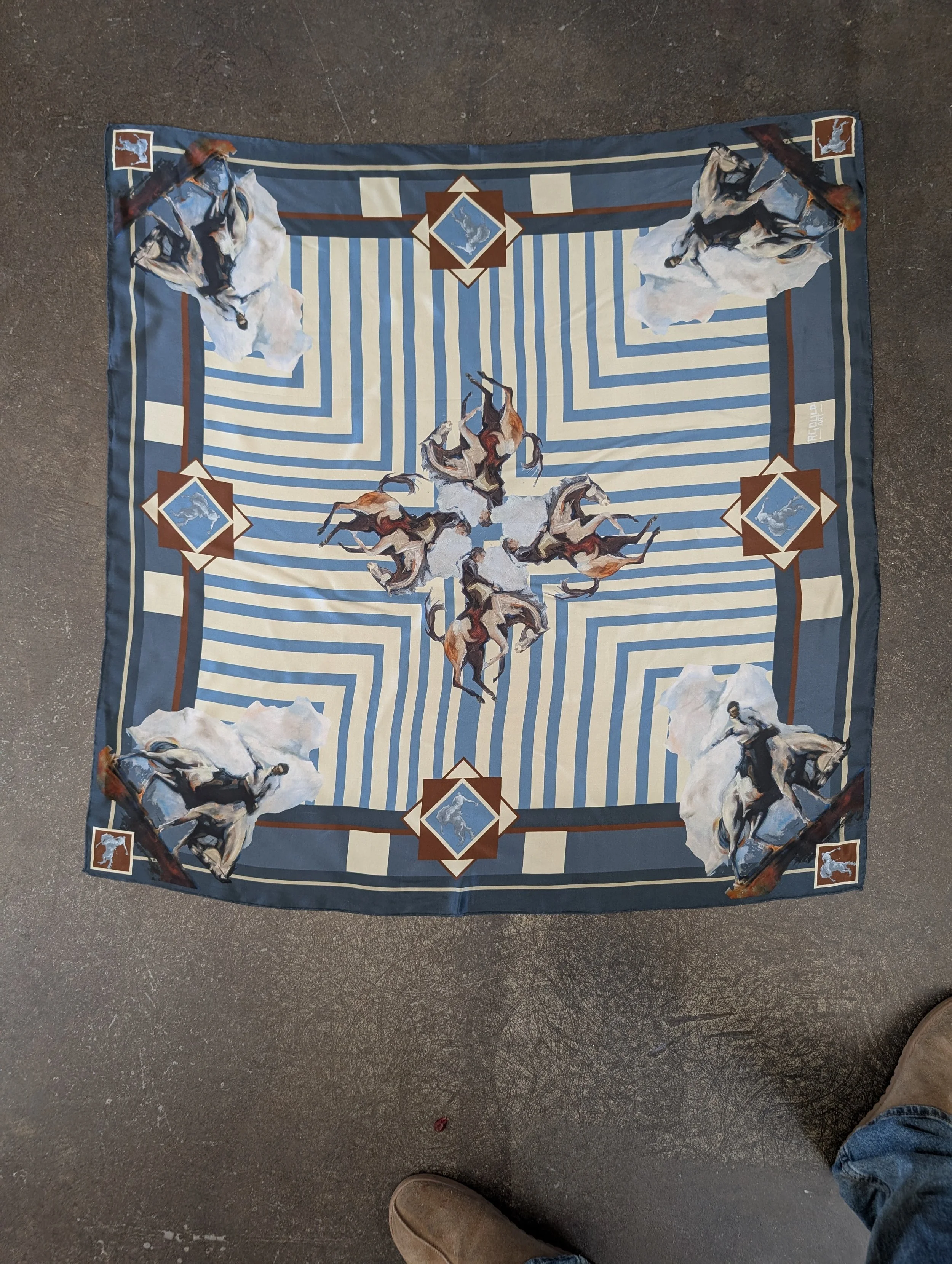 Blue Striped Bronc Silk Scarf