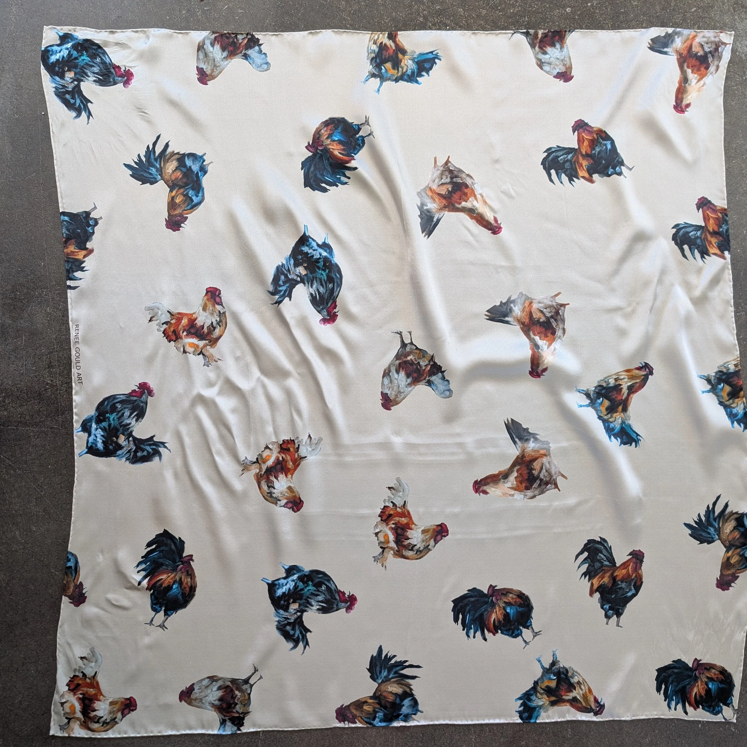 Chickens, Chickens, Chickens Silk Scarf