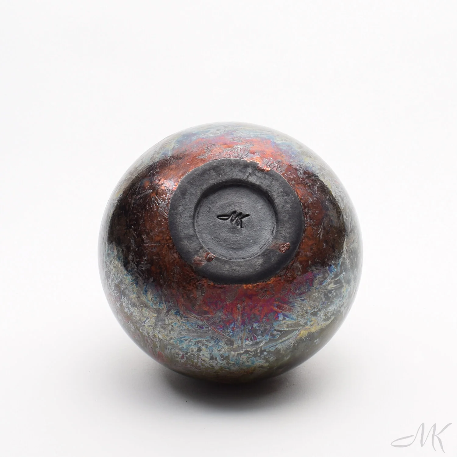 Small Copper Raku Moon Vase Mike Kelly Ceramic Creations