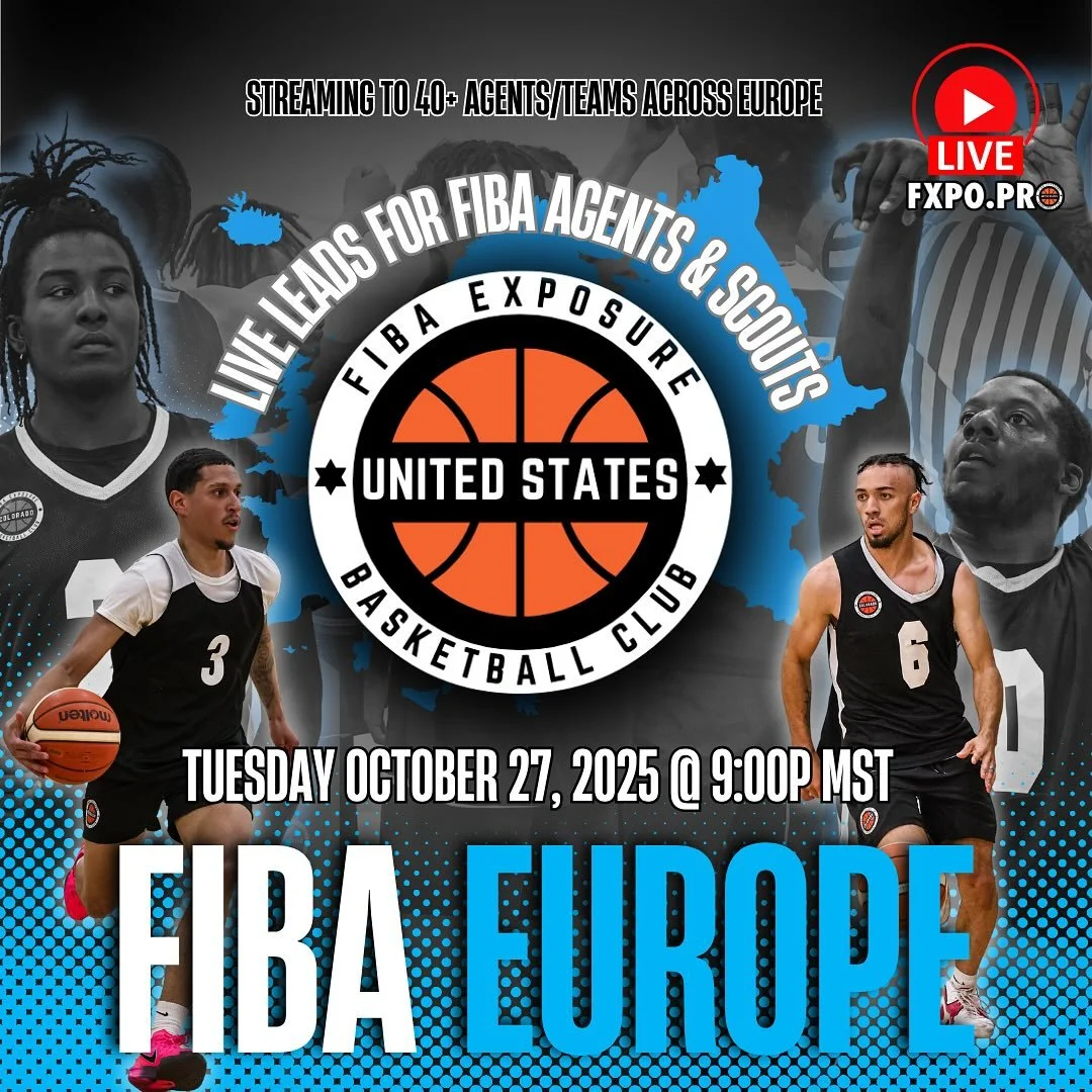 📌 WEEK 3 of 8 FIBA WORLD TOUR.
Live-streaming to FIBA regions worldwide.
FIBA EUROPE 🌍
‼️Tonight‼️Tuesday, October 28, 2025, @9:00 PM MST!
This initiative connects agents and teams with top American players- the most valued exports in FIBA-offerin