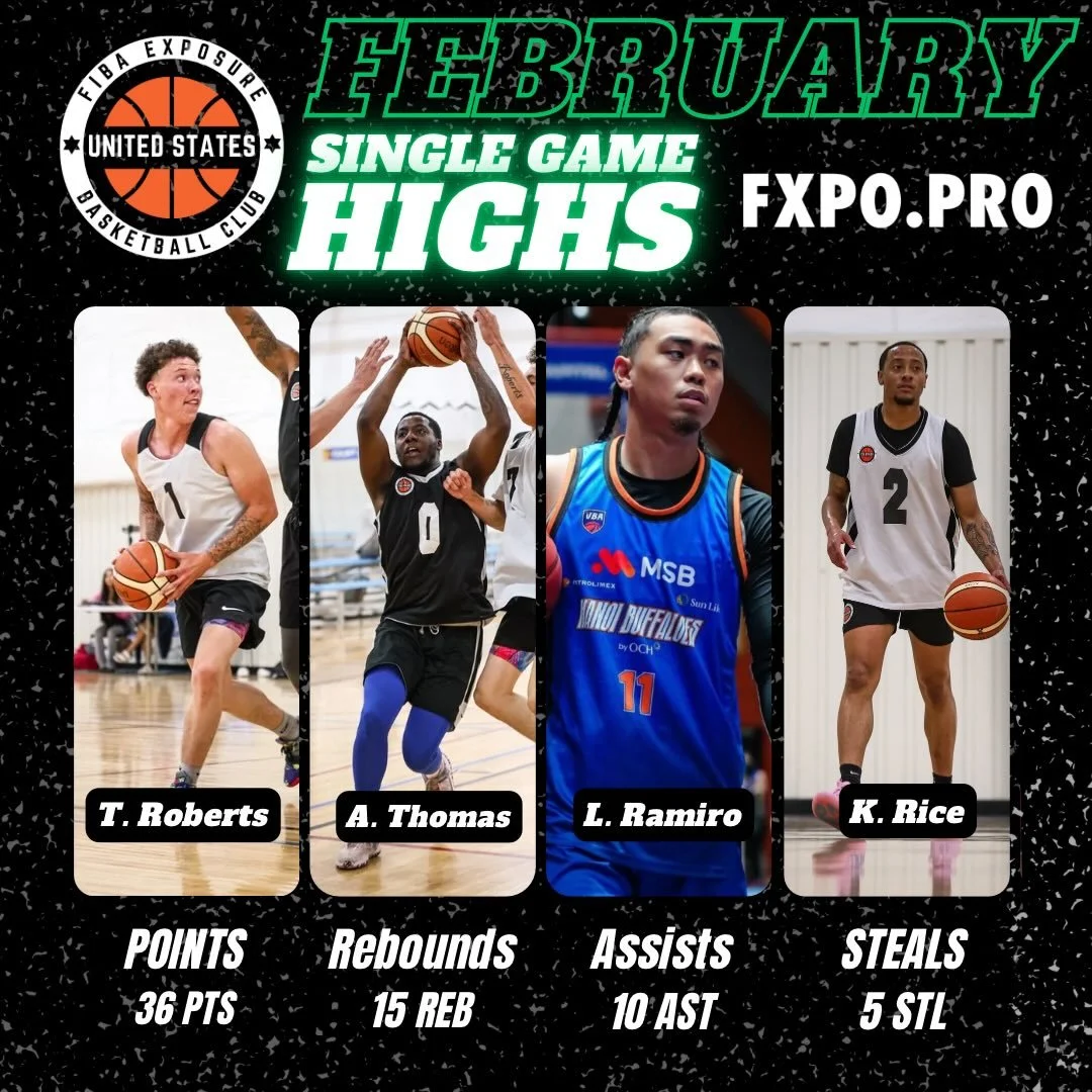 📊Top Performers for February ✅PLAYER OF THE MONTH - @tyson_roberts_02 (36 pts, 7 reb, 5 ast, 3 st|, 66.7% 3FG (6/9) 90% eFG) 🔥 Monthly leaders, single game highs and top 10 players for all stat categories. #fiba #fibaeurope #fibaasia #ncaambb #yhwh