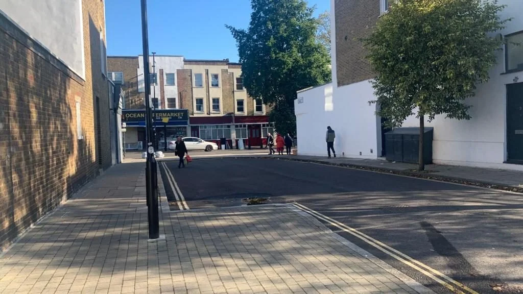 Freeling Street today. The area will become a permanent green space in north London.  Credit: Samuel Etienne