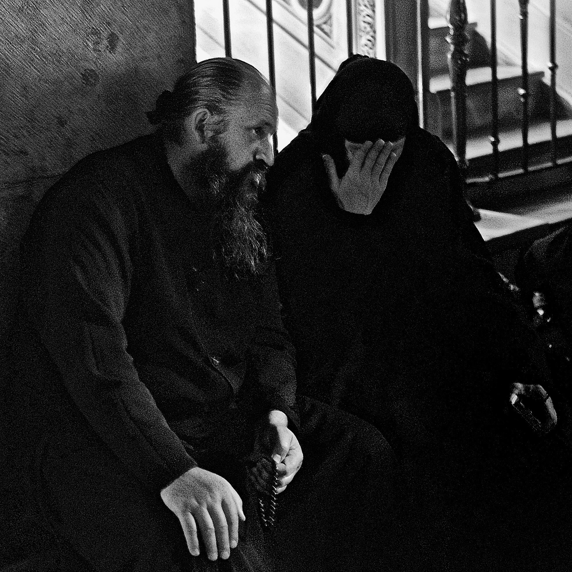 A monk conforts a nun, Jerusalem