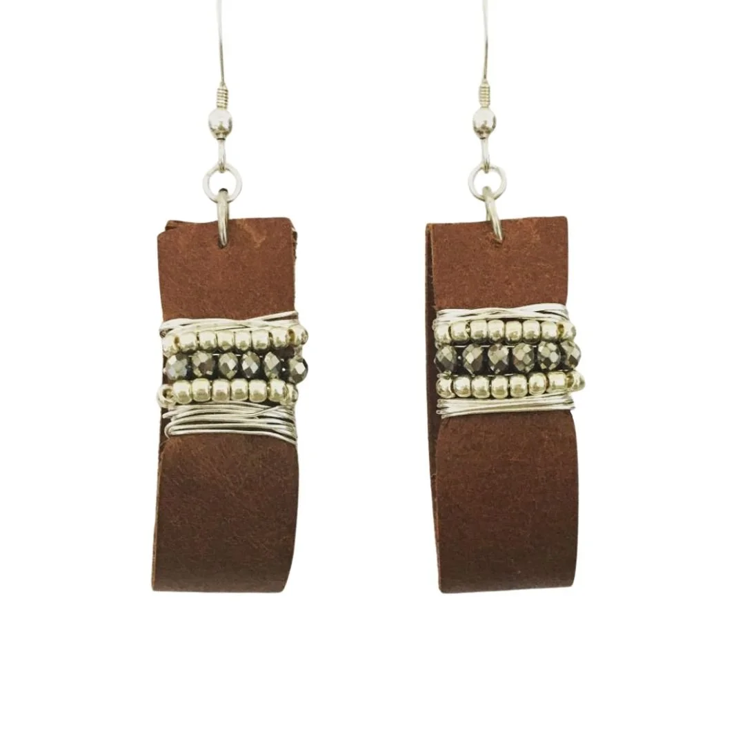 Bead and Leather Earrings