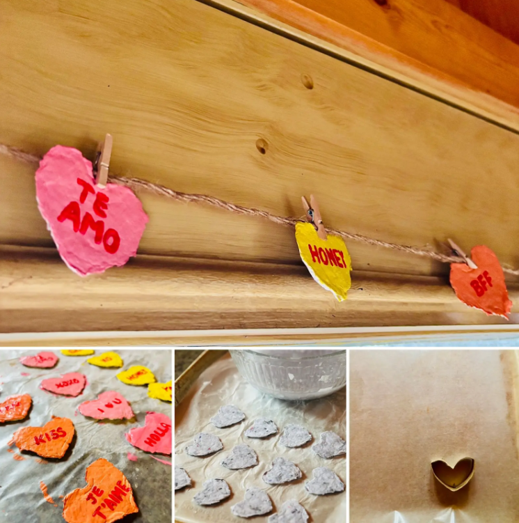Recycled Paper Making Valentine's Garland