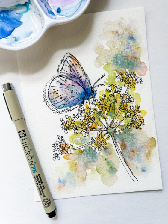 Expressive Watercolor and Ink: Butterflies