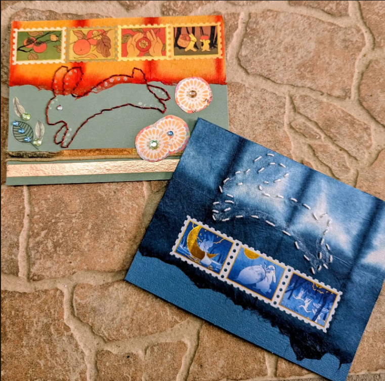 Collage and Stitch- Multimedia art on paper