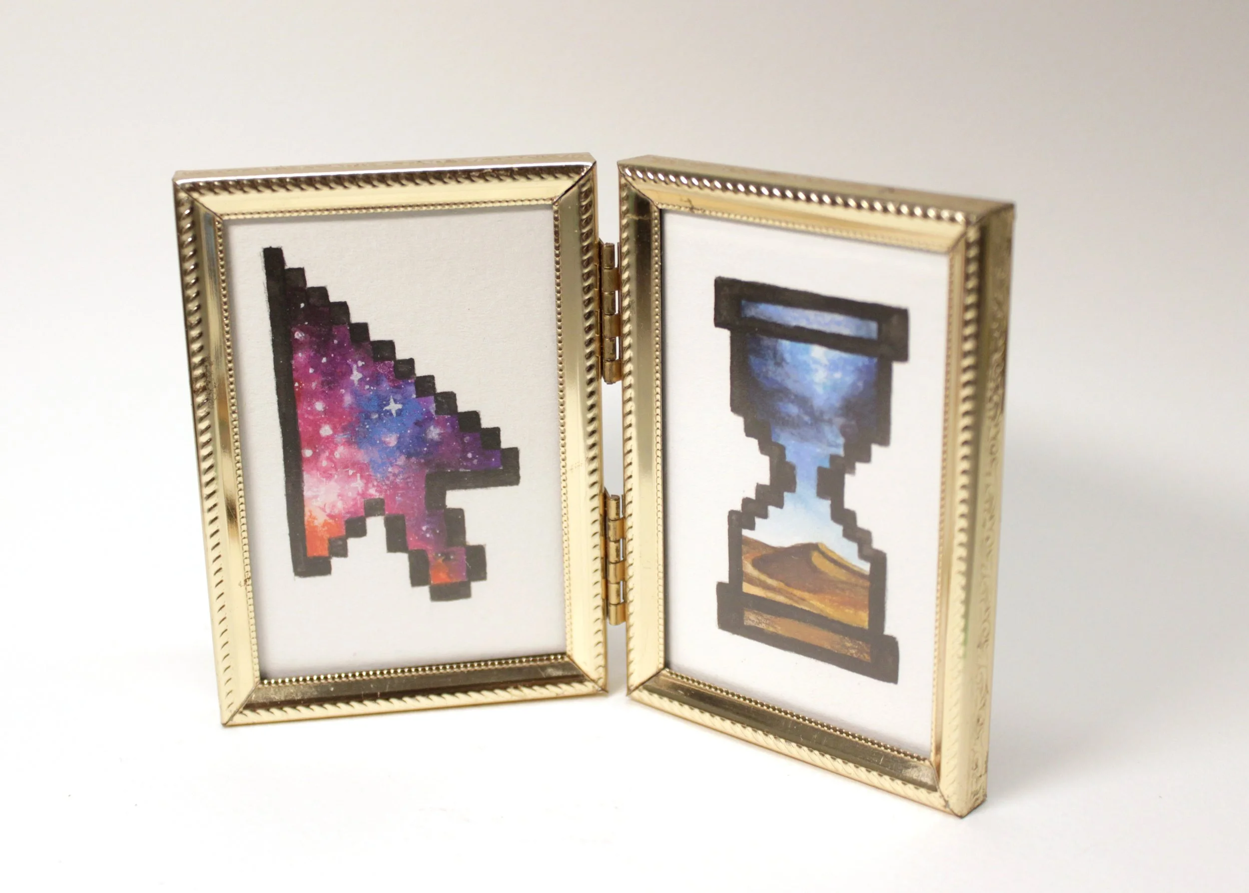 Duo of cursors original illustrations on paper. 2x3 inches each