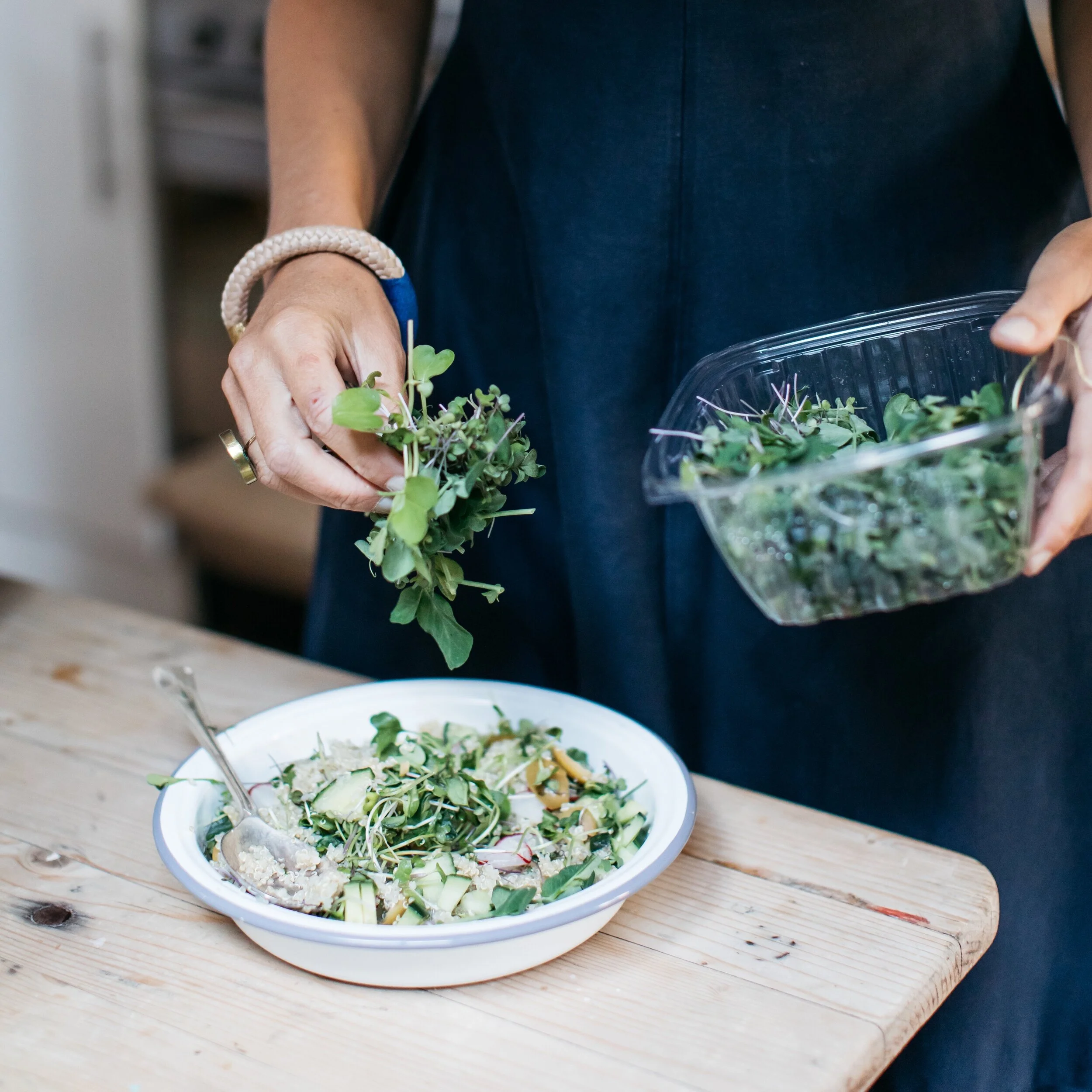 Woman making a nutritional salad
