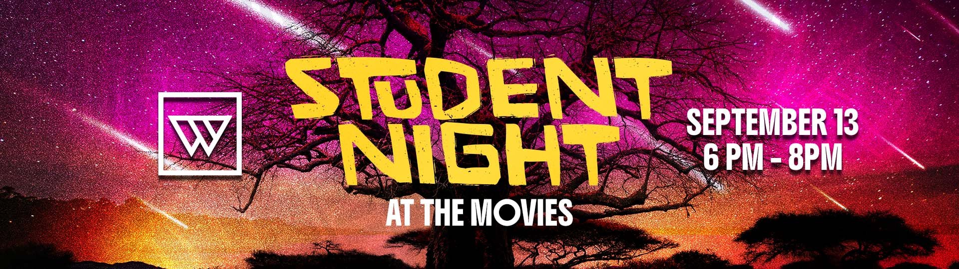 student night at the movies event is september 13