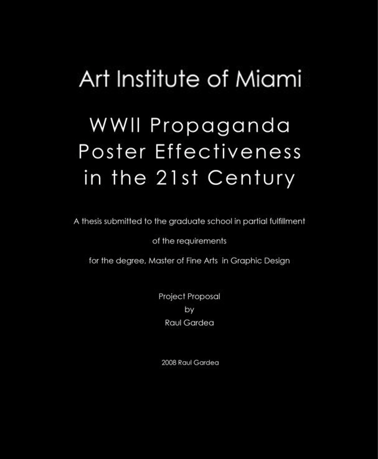 Thesis on Propaganda Methodologies