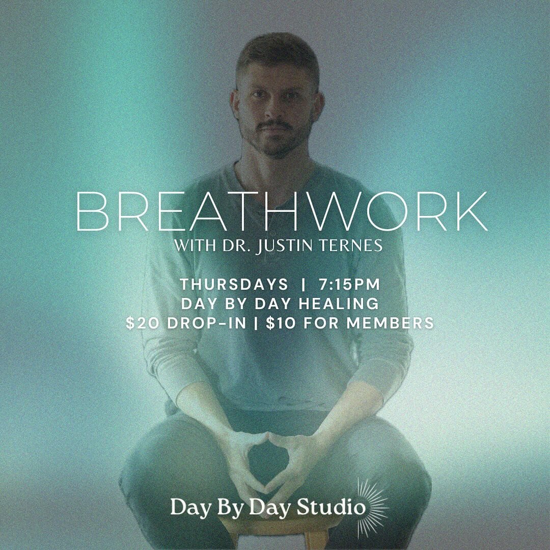 BREATHWORK 🌬️

Join Dr. Justin Ternes for a dynamic breathwork class delving into the depths of physiology, psychology, and spirit. This hour-long session fosters connection and community while guiding an inner journey toward transformation and heal
