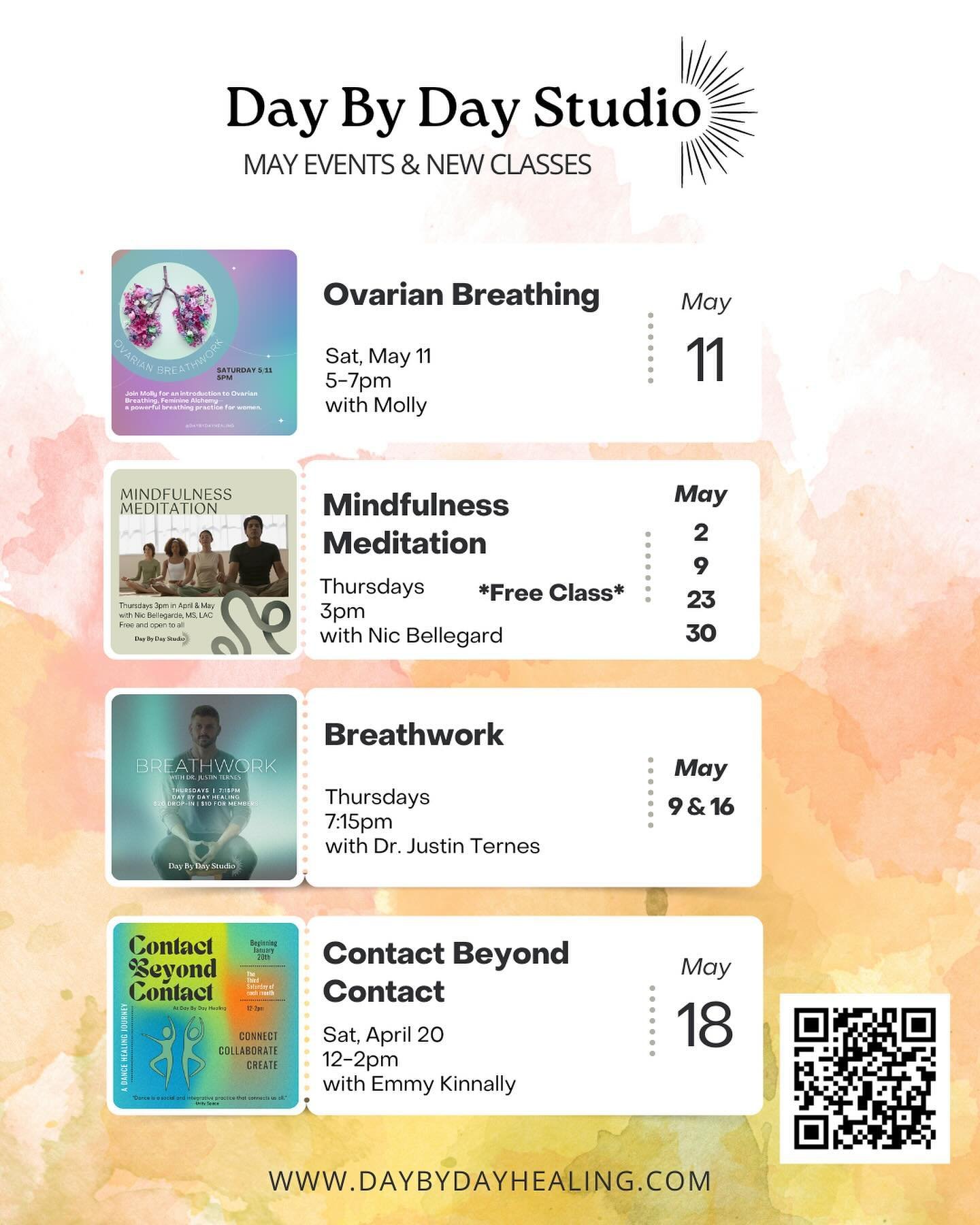 May Workshops &amp; Classes ✨

👉🏽Swipe for our updated May class schedule! 

Our intention is to create a safe and inclusive space for all people to have a place to reconnect with themselves and other. You are welcome here 🤍

#yogaclasses #movemen