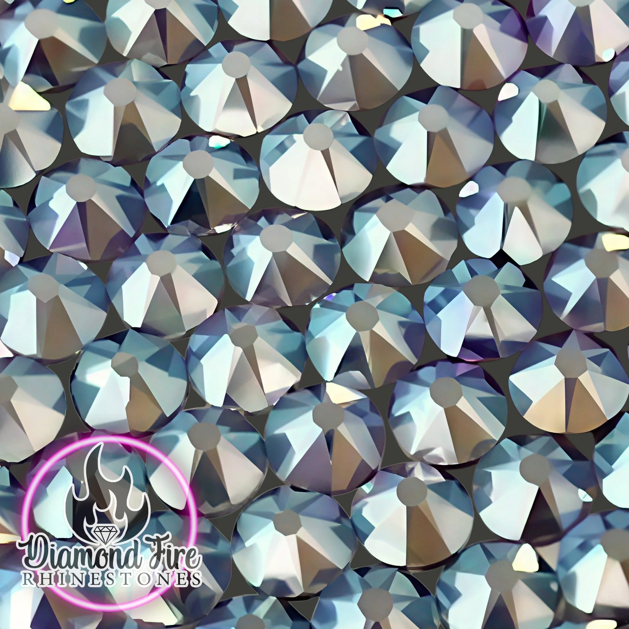 Brilliant 8x8 Cut Metallic Ocean Waters Flatback Glass Rhinestones