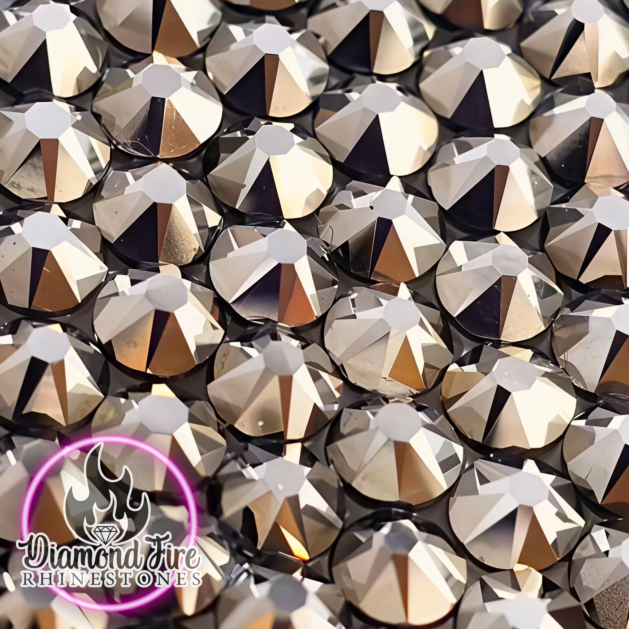 Brilliant 8x8 Cut Crystal Hematite Flatback Glass Rhinestones
