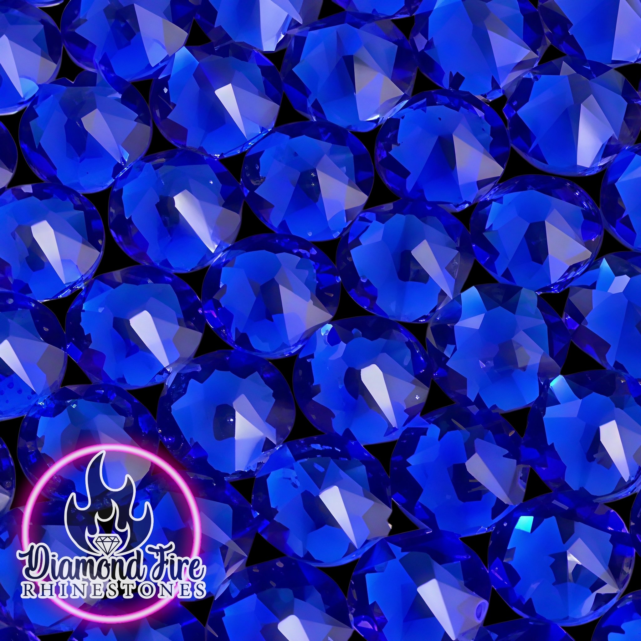 Brilliant 8x8 Cut Sapphire Flatback Glass Rhinestones