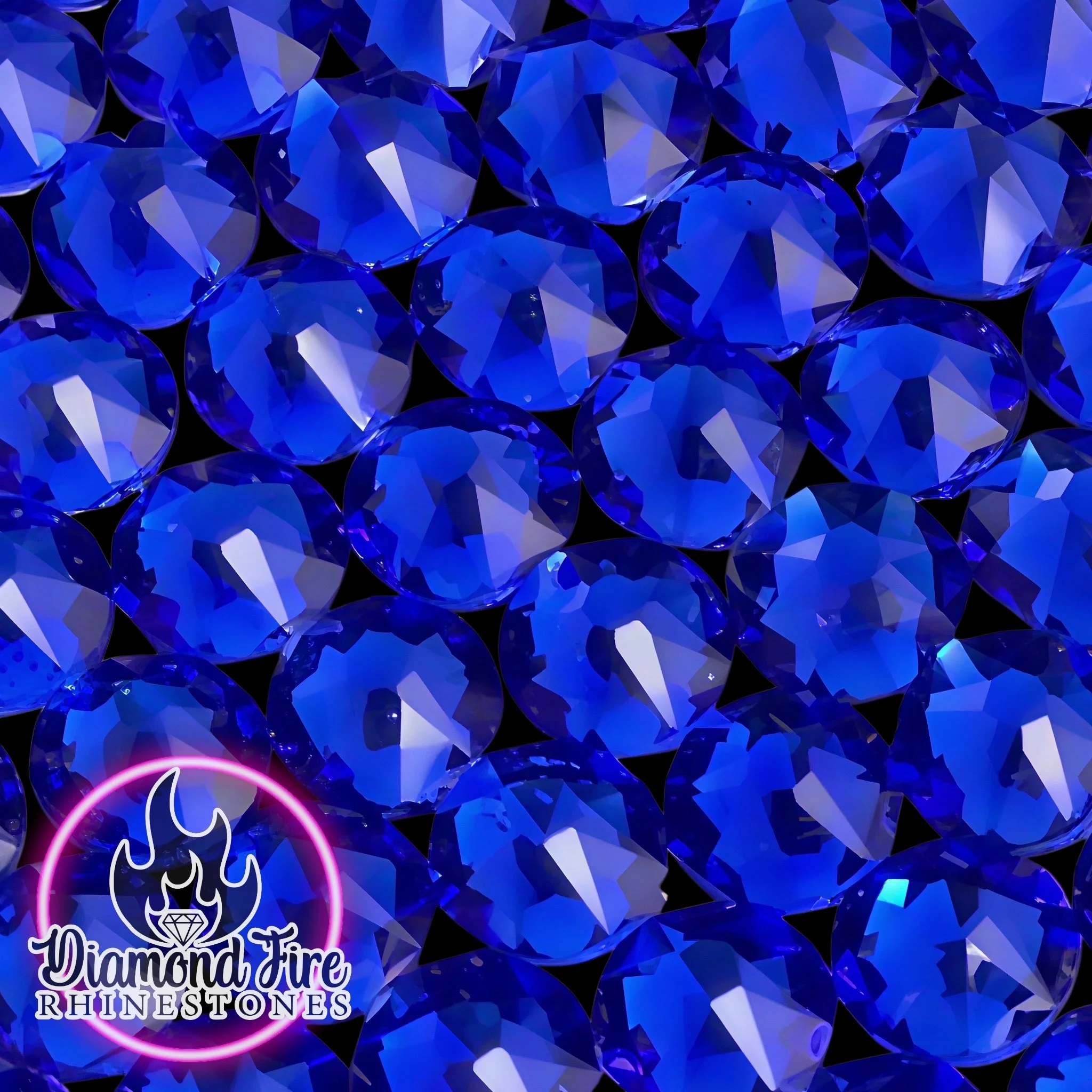 Brilliant 8x8 Cut Sapphire Flatback Glass Rhinestones