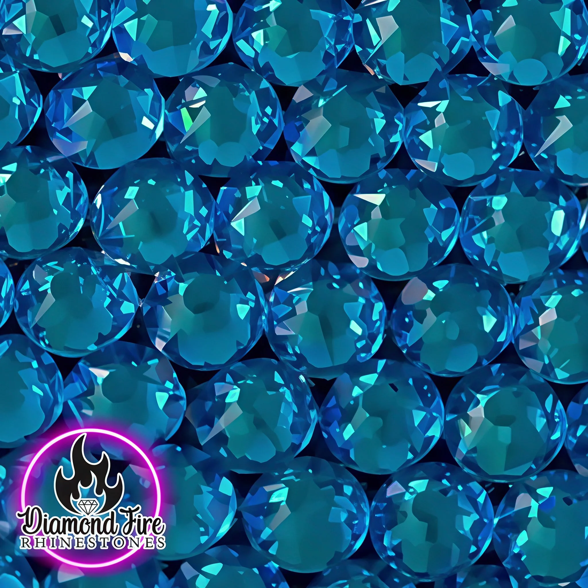 Brilliant 8x8 Cut Capri Blue Flatback Glass Rhinestones