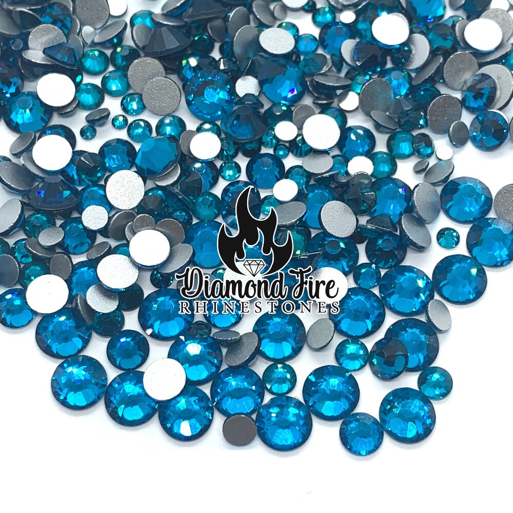Mixed Sizes 6 Grid Box Blue Zircon AB Glass HotFix Rhinestones For Clothing  DIY