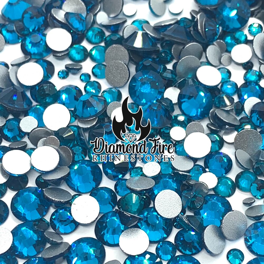 Mixed Sizes 6 Grid Box Blue Zircon AB Glass HotFix Rhinestones For Clothing  DIY