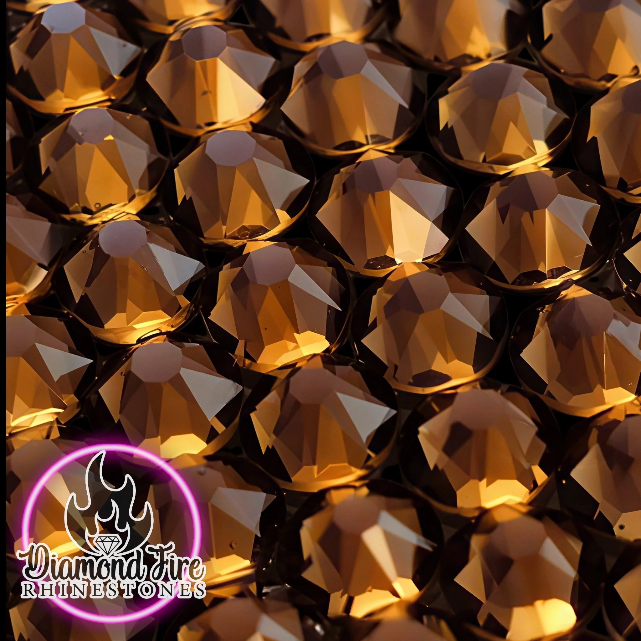 Brilliant 8x8 Cut Smoke Topaz Flatback Glass Rhinestones