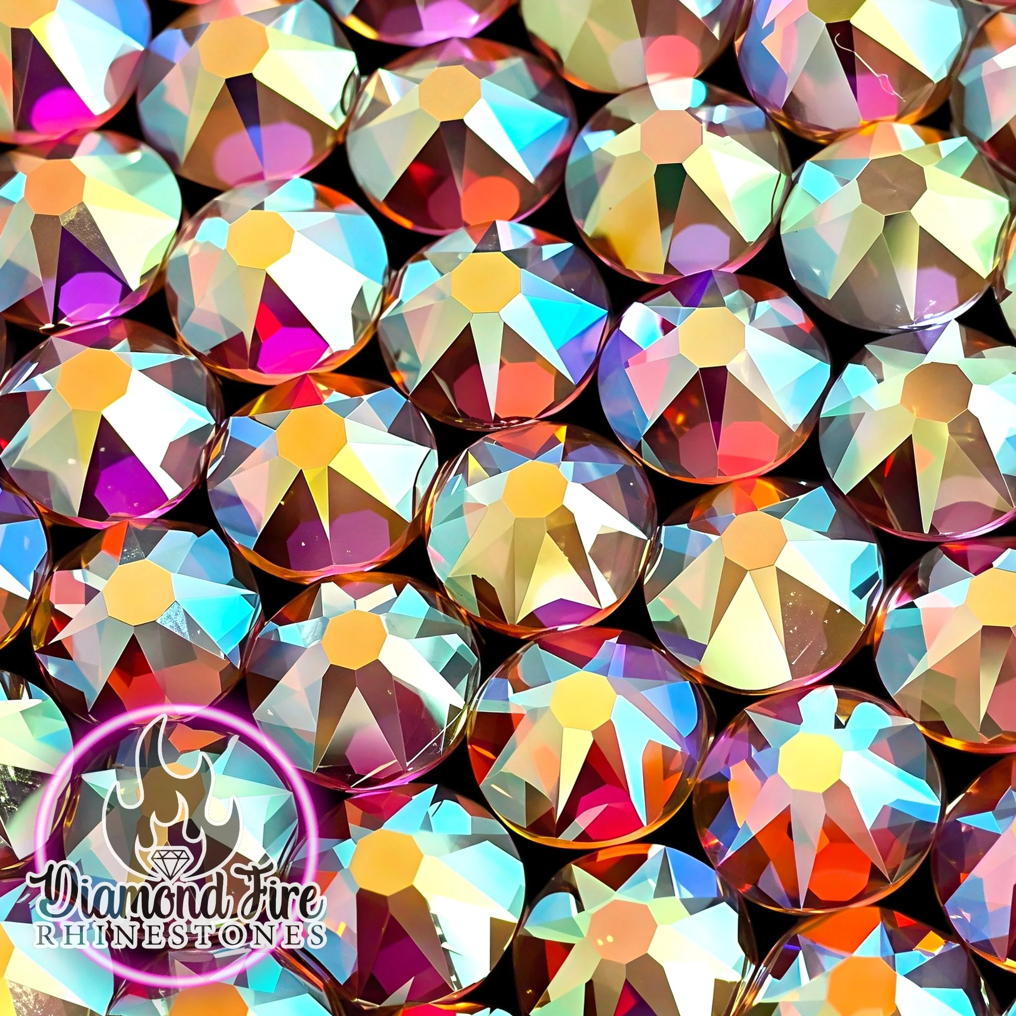 Brilliant 8x8 Cut Sunset Flatback Glass Rhinestones