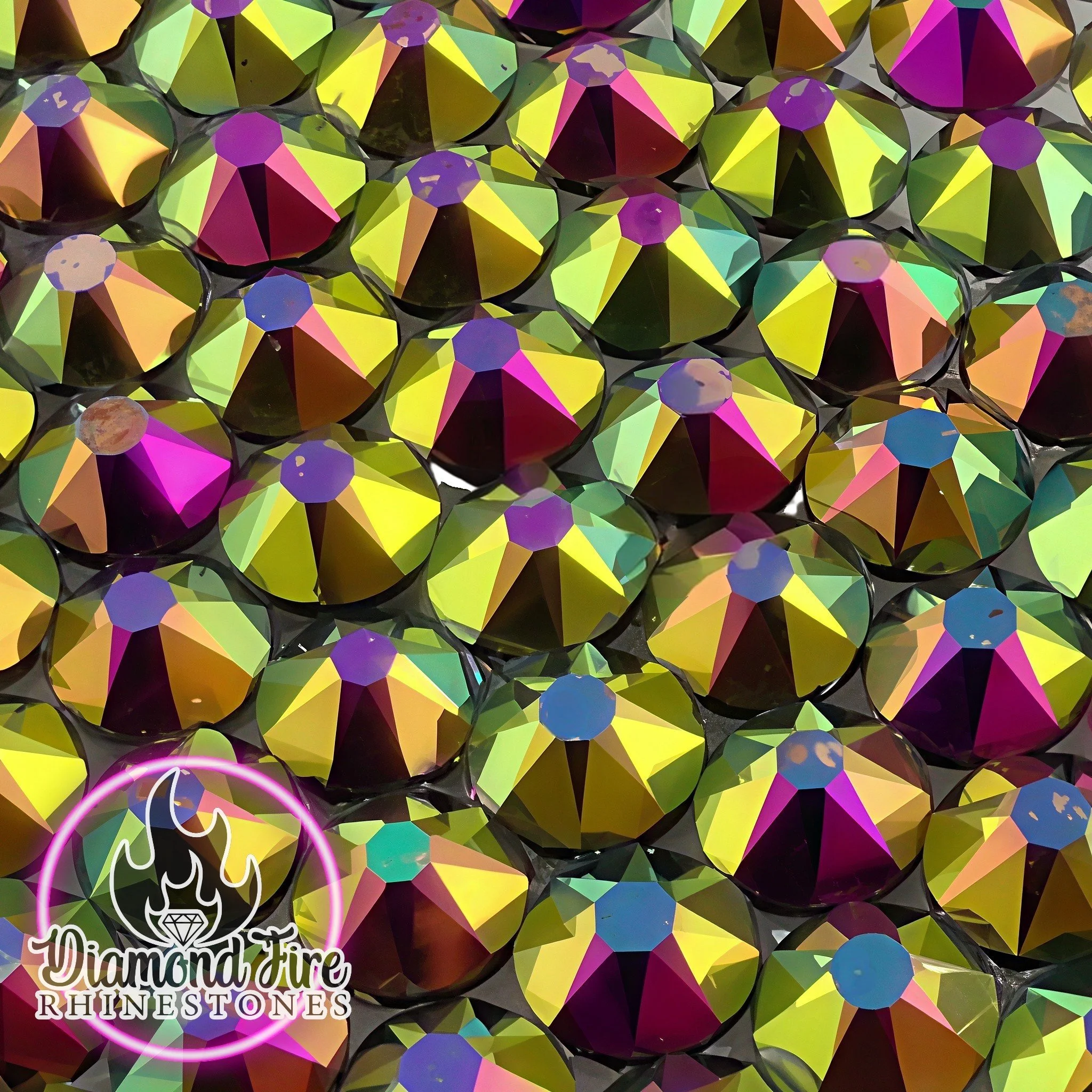 Brilliant 8x8 Cut Rainbow Rose Flatback Glass Rhinestones