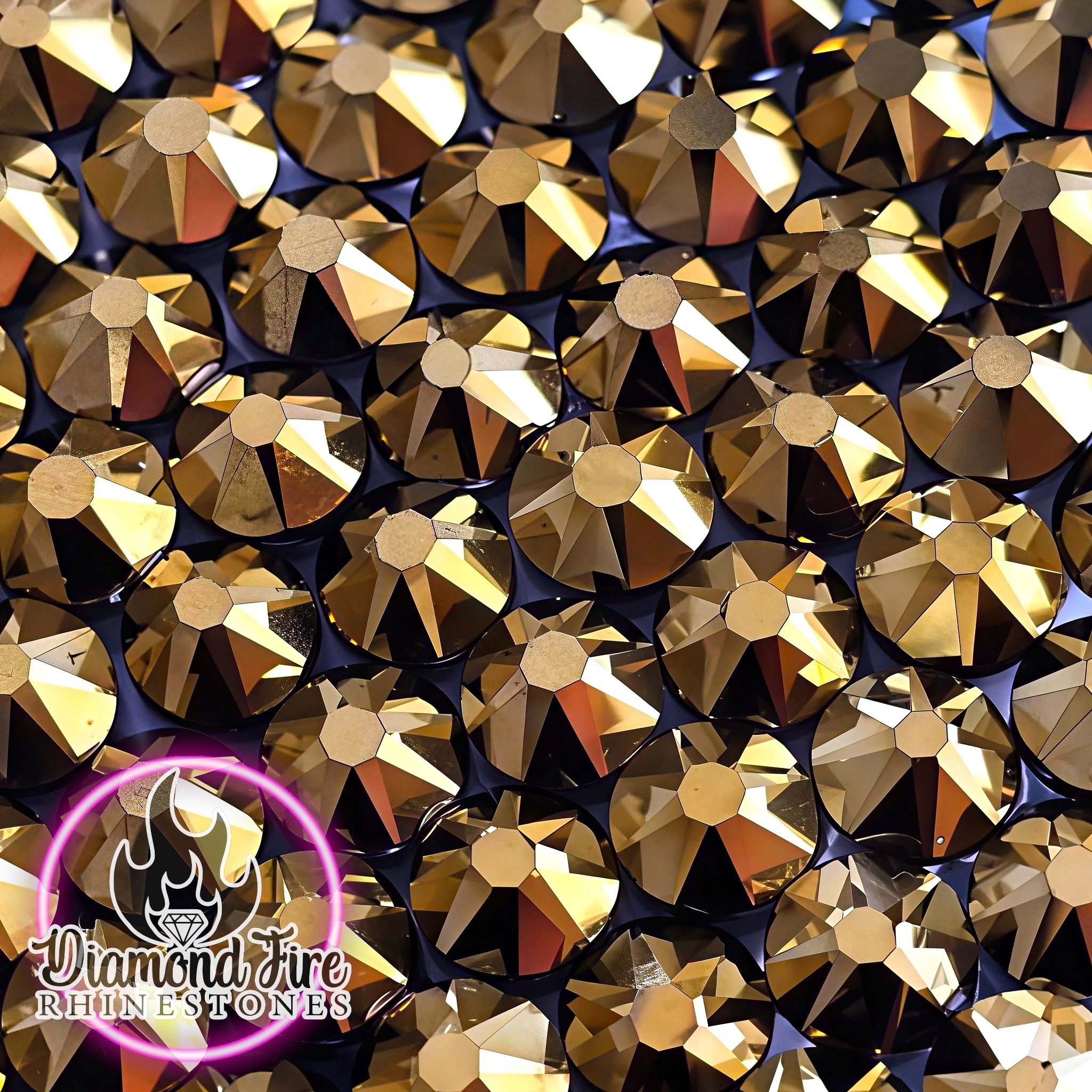 Brilliant 8x8 Cut Crystal Aurum Flatback Glass Rhinestones