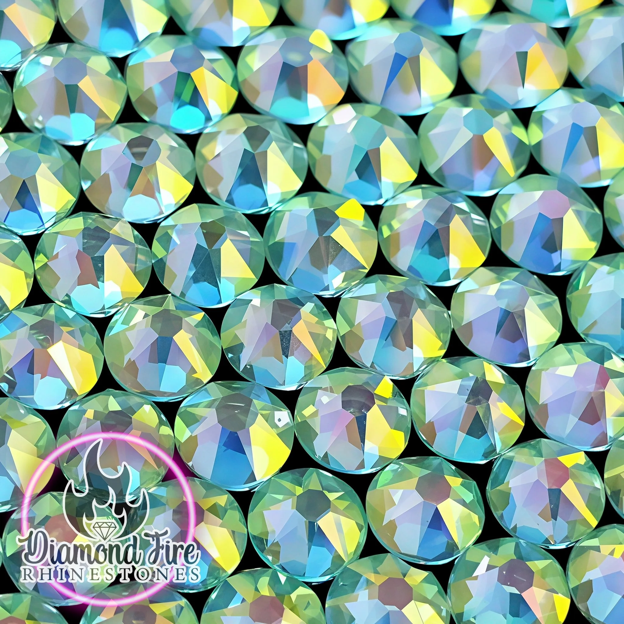 Brilliant 8x8 Cut Golden Hour Peridot Flatback Glass Rhinestones