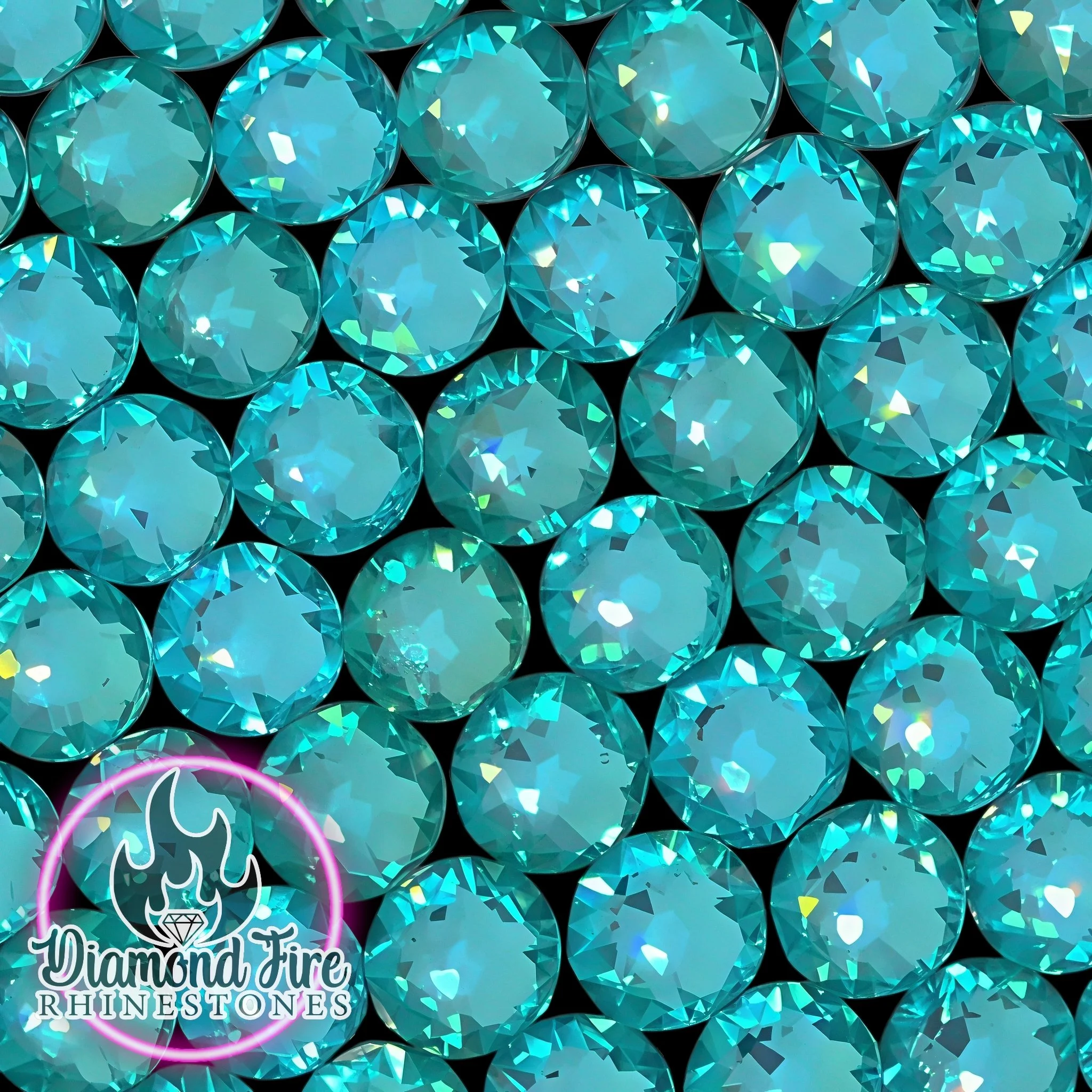 Brilliant 8x8 Cut Aquamarine Flatback Glass Rhinestones