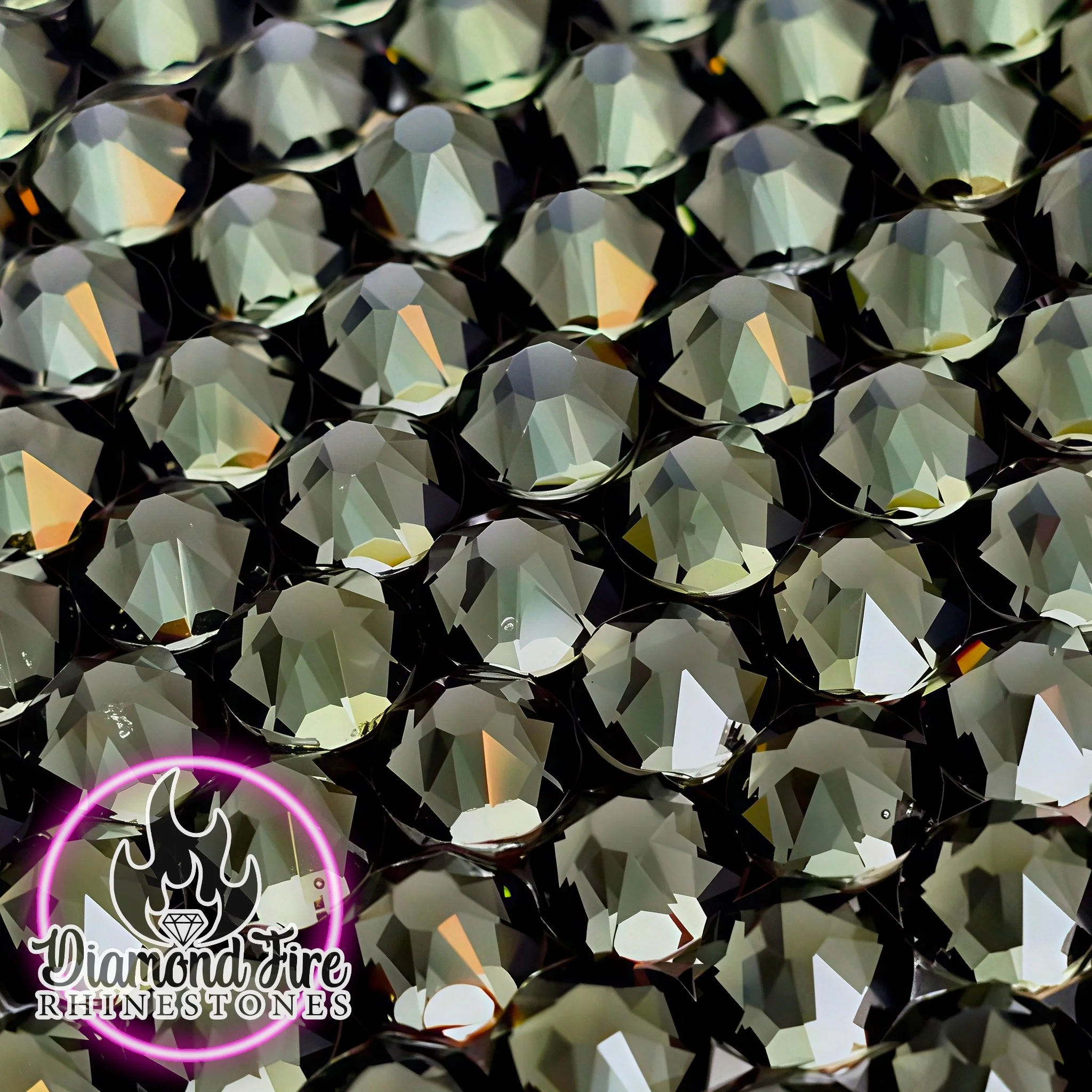 Brilliant 8x8 Cut Black Diamond Flatback Glass Rhinestones