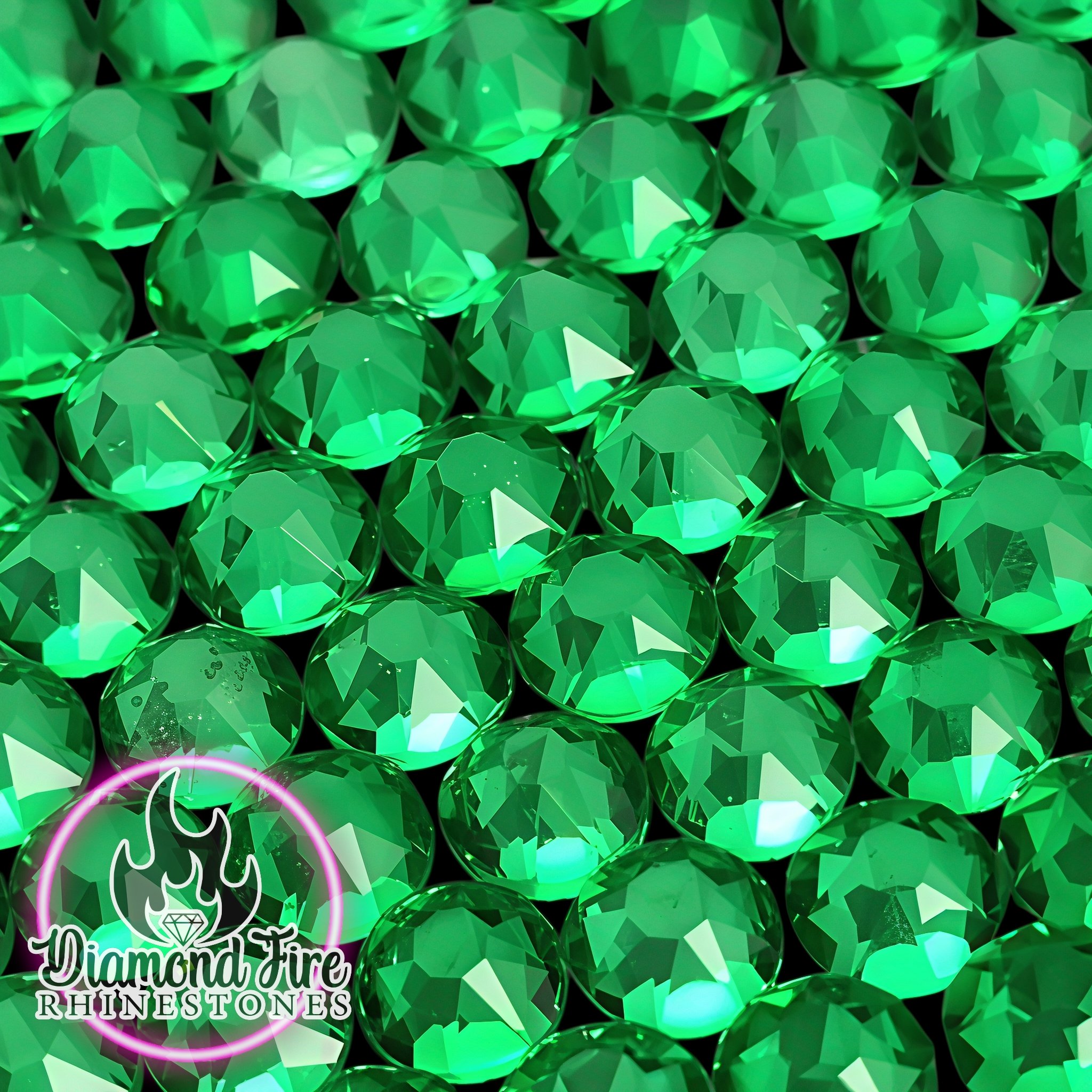 Brilliant 8x8 Cut Jade Green Flatback Glass Rhinestones