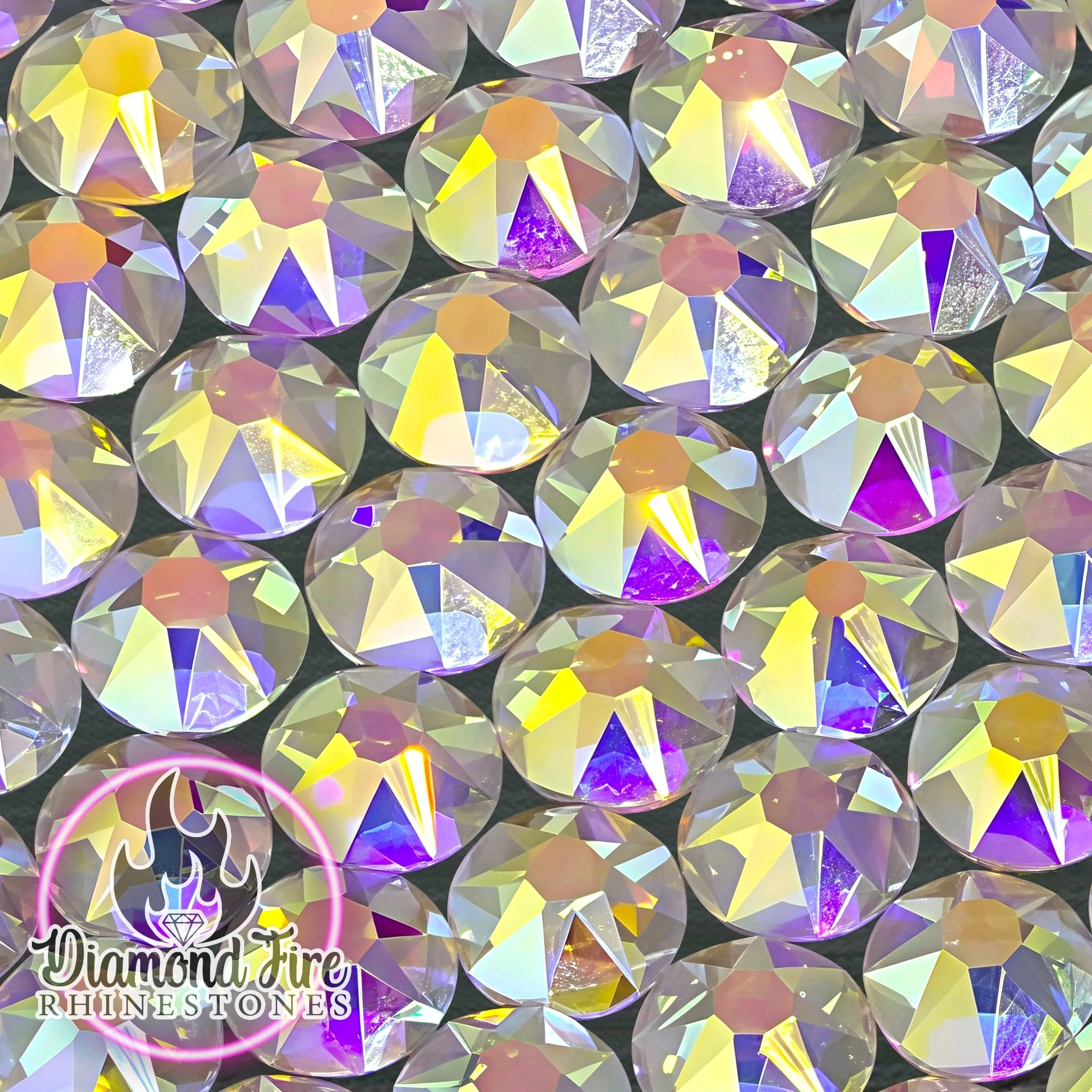 Brilliant Crystal AB 8x8 Cut (The Jessi) Glass Rhinestones