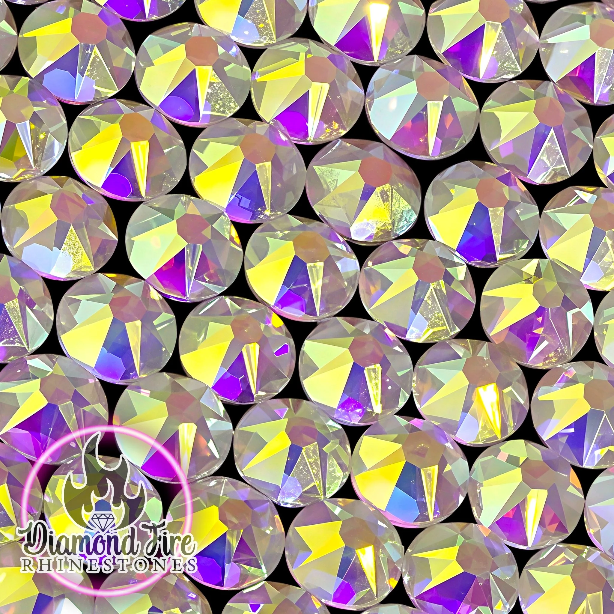 Brilliant Crystal AB Rose Back 8x8 Cut Flatback Glass Rhinestones