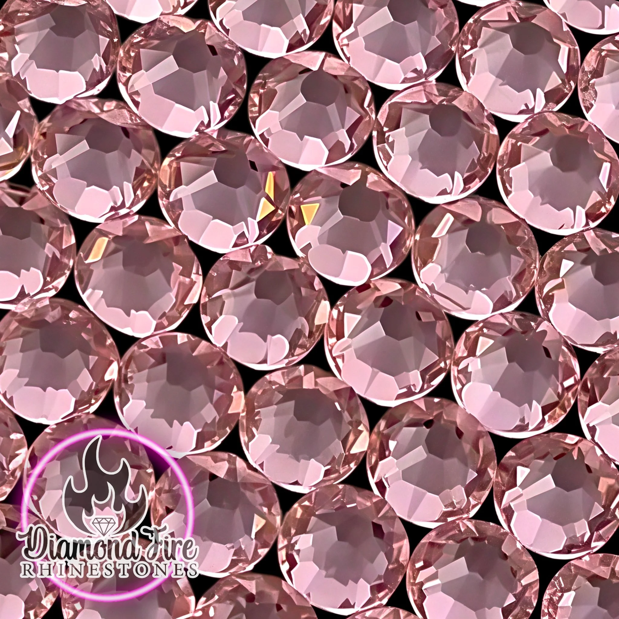 Brilliant 8x8 Cut Light Pink Flatback Glass Rhinestones