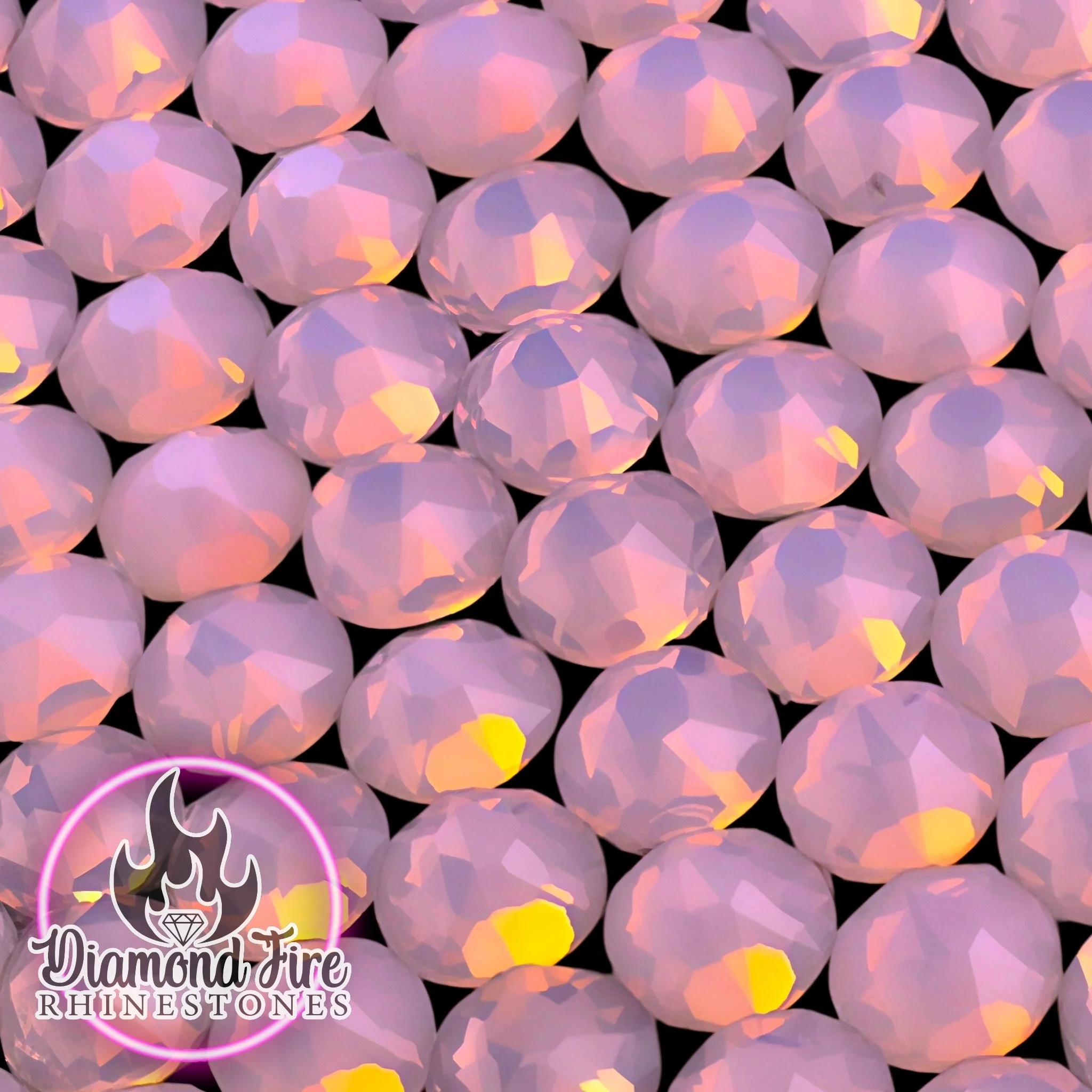 Brilliant 8x8 Cut Pink Opal Flatback Glass Rhinestones