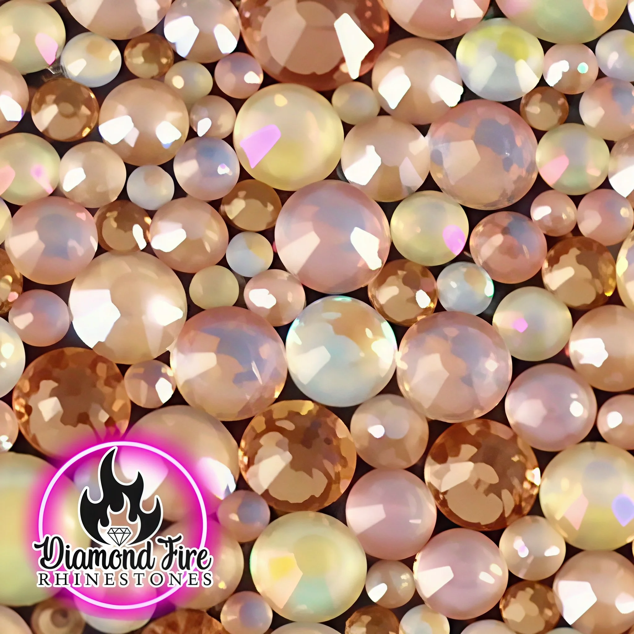 Peaches and Cream Custom Glass Rhinestone Mix with Honeycomb Option