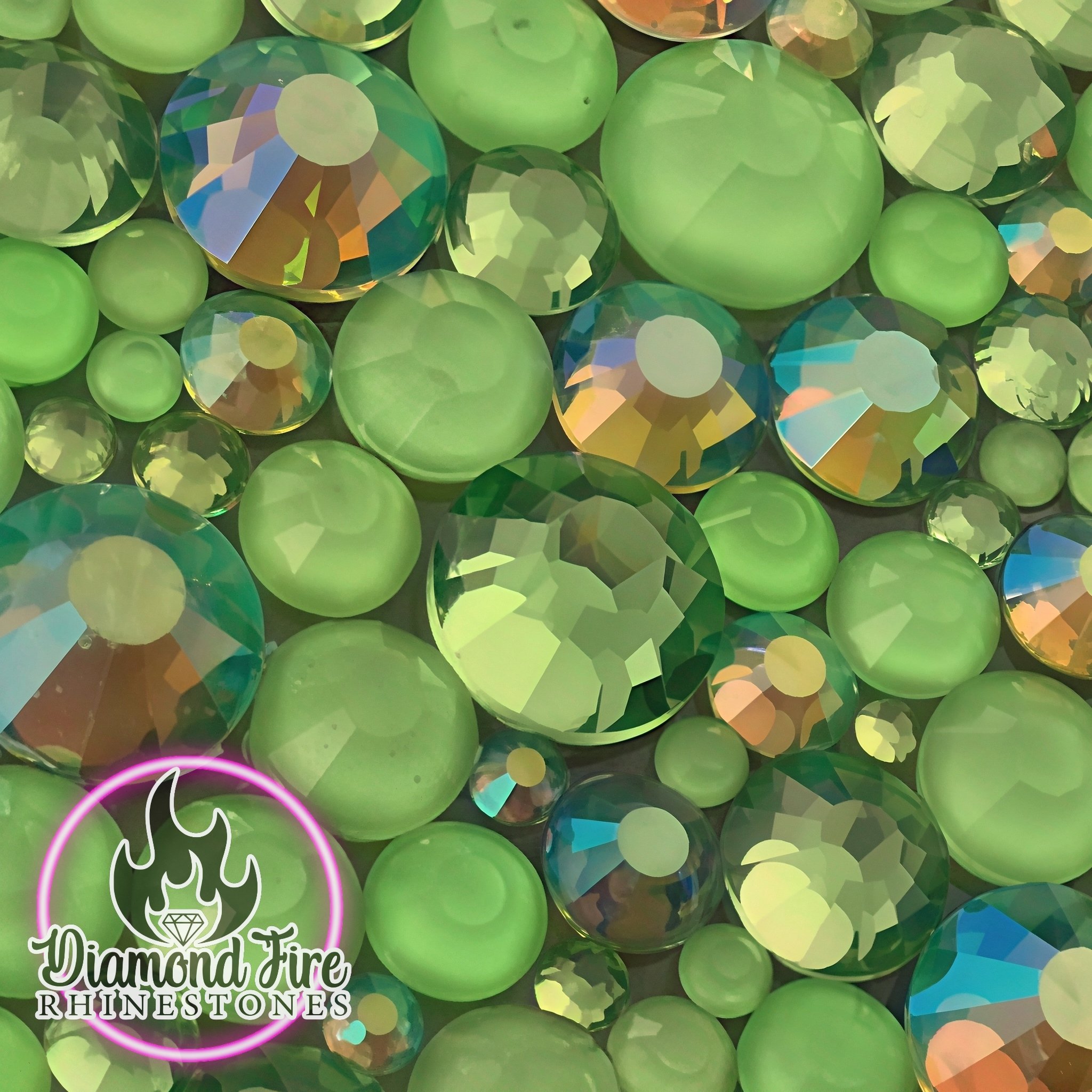 Green Pop Custom Glass Rhinestone Mix